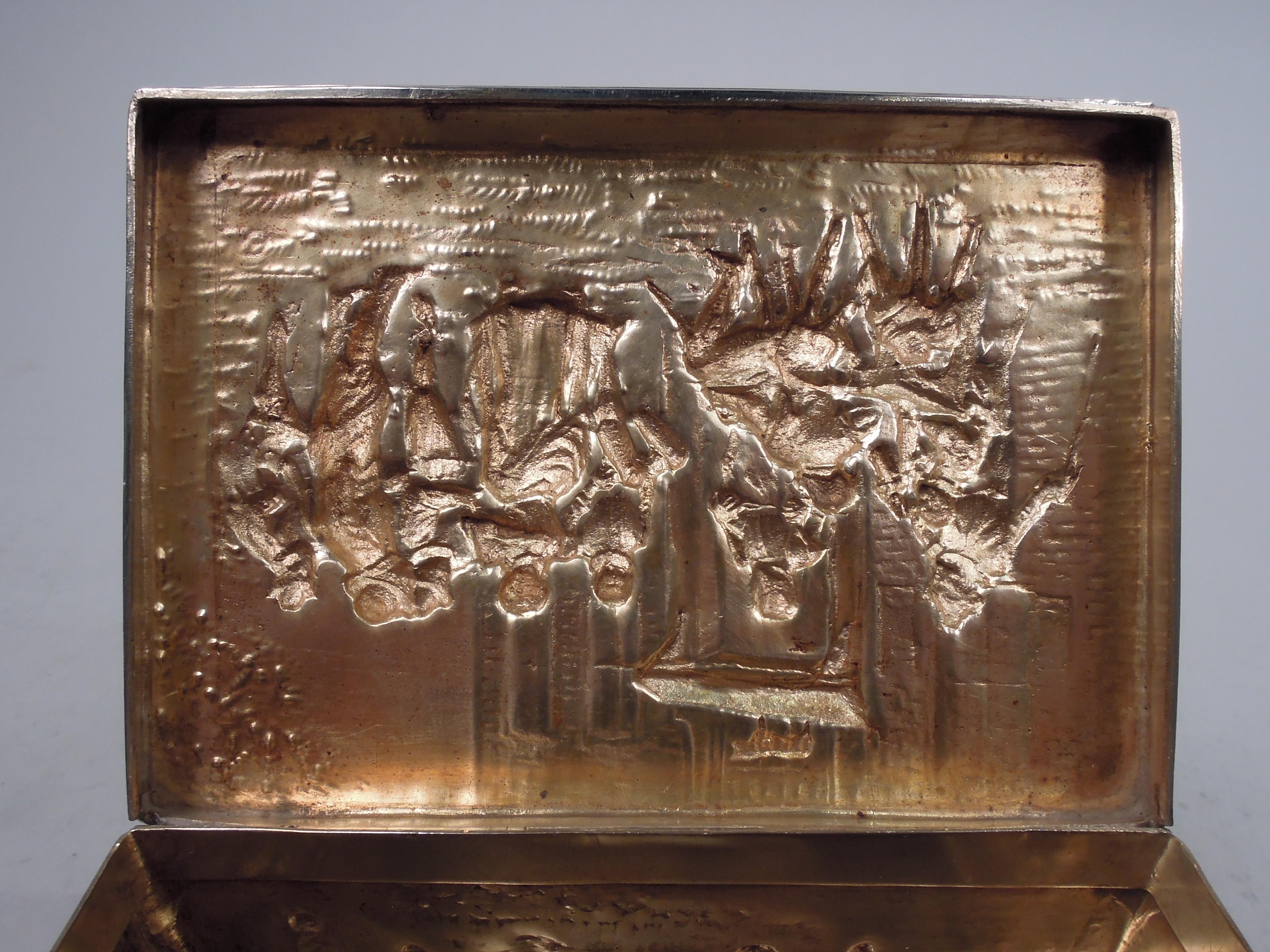 Antique German Silver Box with Olden Days Scenes For Sale 3