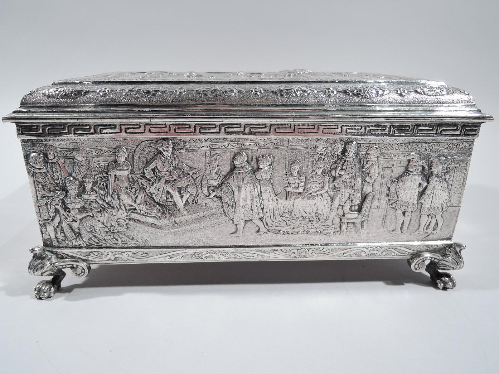 Early 20th Century Antique German Silver Casket Box with Scenes of Napoleon’s Life