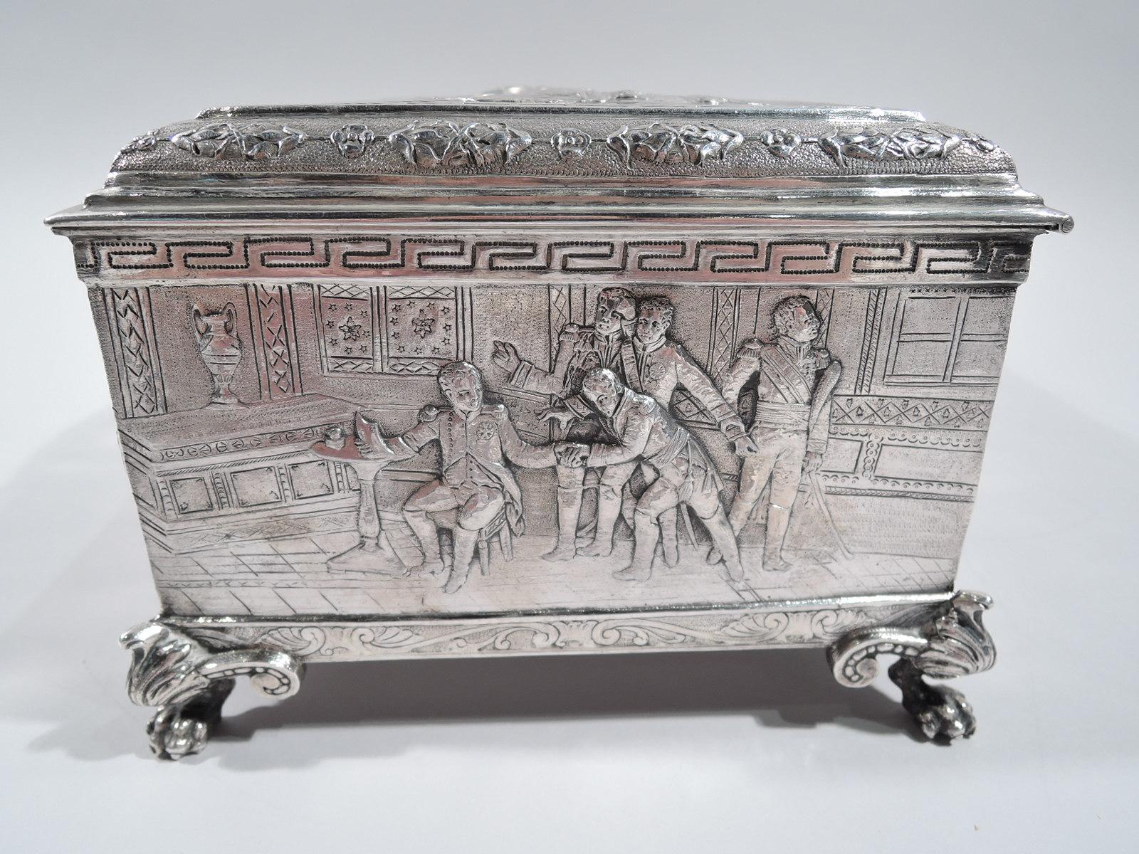 Antique German Silver Casket Box with Scenes of Napoleon’s Life 1