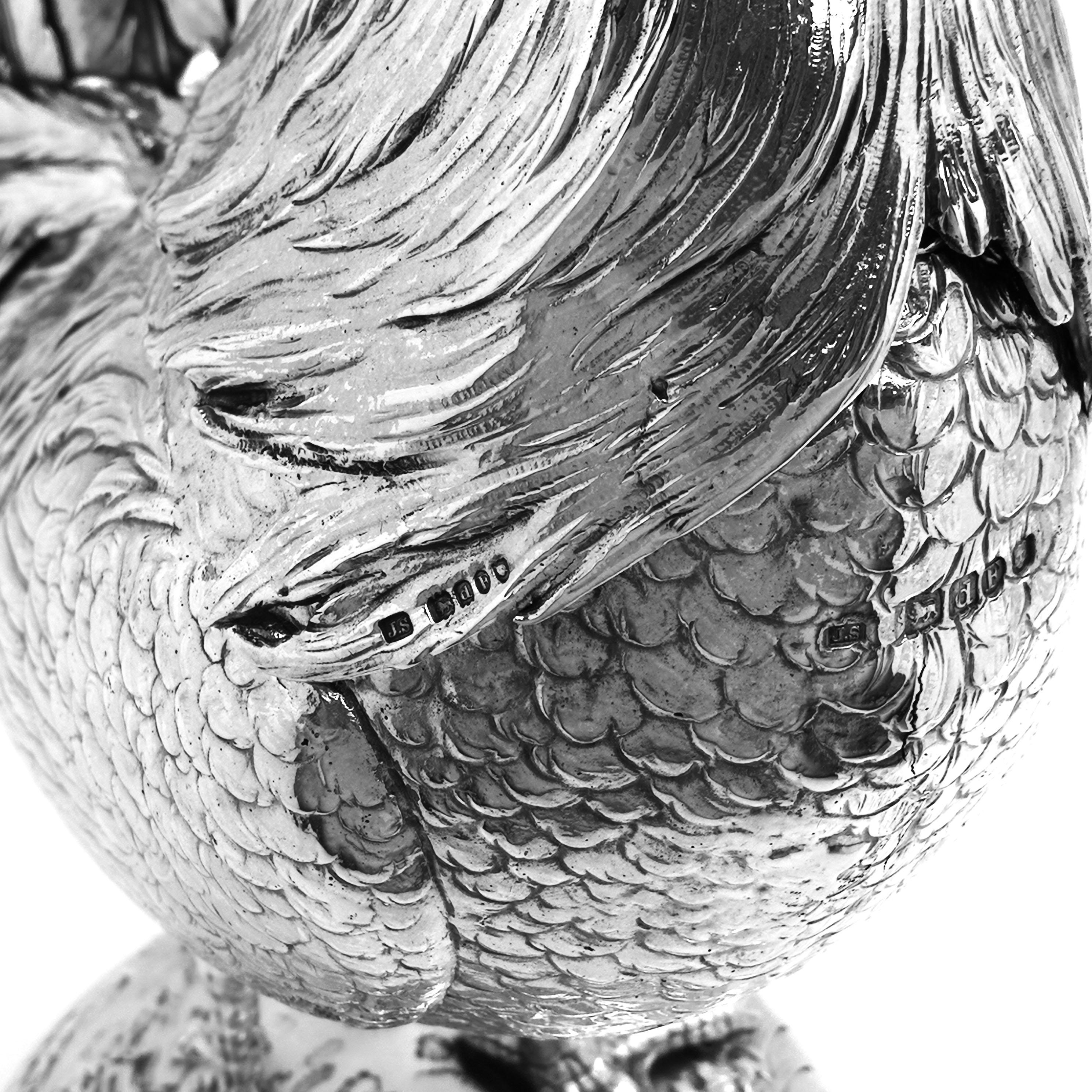Antique German Silver Cockerel / Rooster Model Figure on Base 1899 ‘Import Mark’ For Sale 5