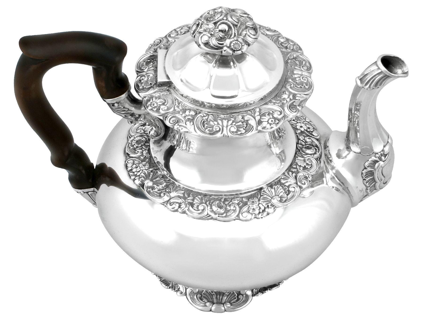A fine and impressive antique German silver coffee pot; an addition to our silver teaware collection

This impressive antique German silver coffee pot has an bulbous shaped form onto a circular shaped spreading foot.

The surface of this coffee pot