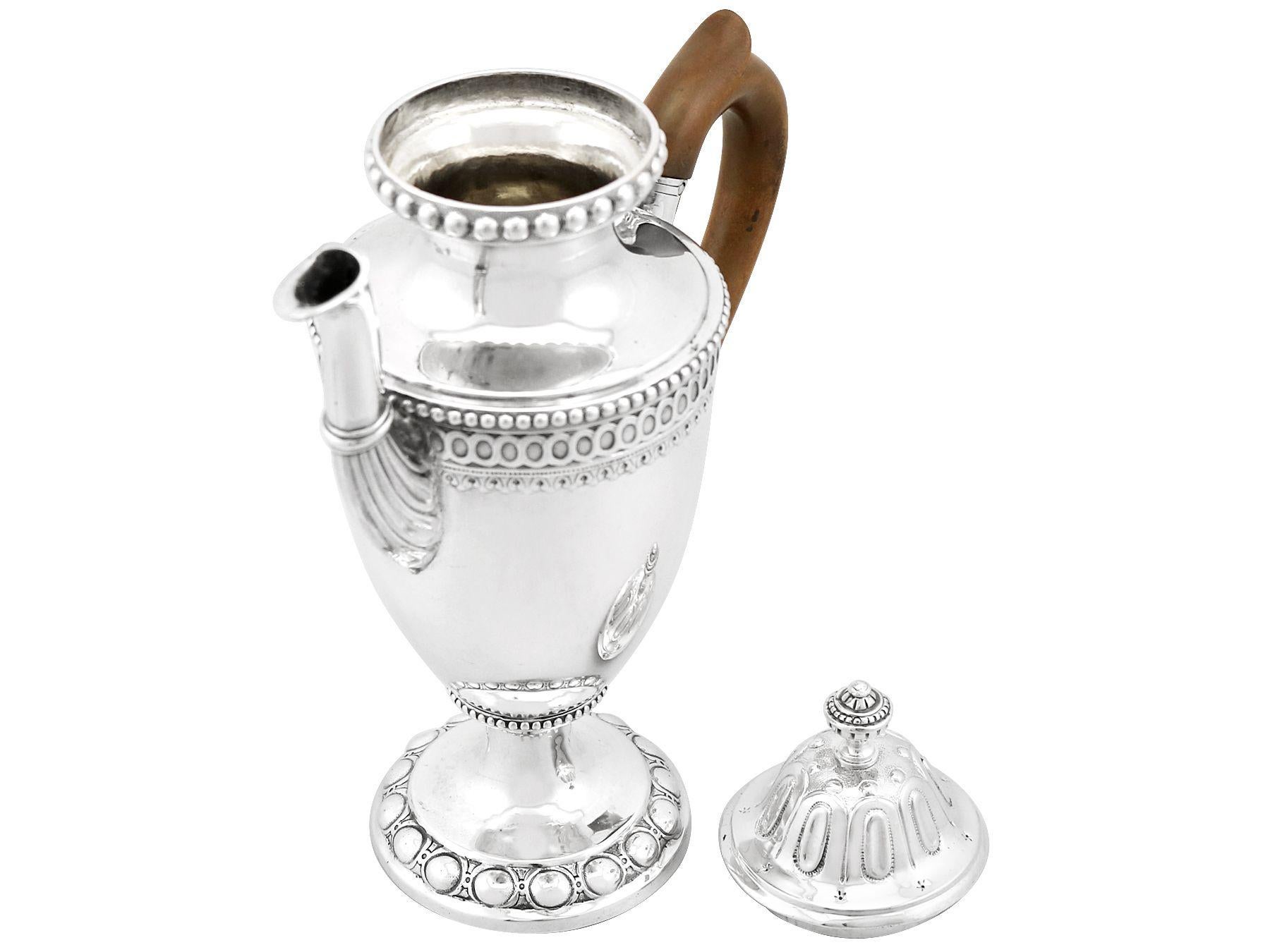 Sterling Silver 18th Century German Silver Coffee Pot For Sale