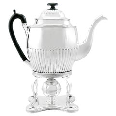 Used German Silver Coffee Pot with Spirit Burner Queen Anne Style