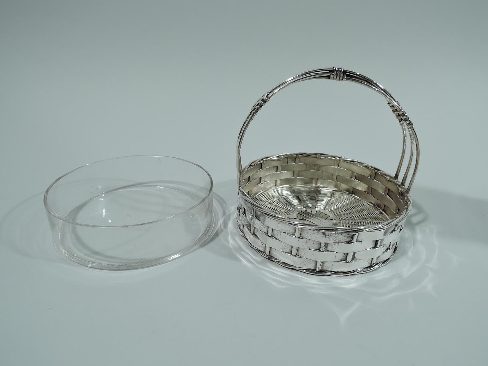 Antique German Silver Country Chic Basket In Excellent Condition In New York, NY