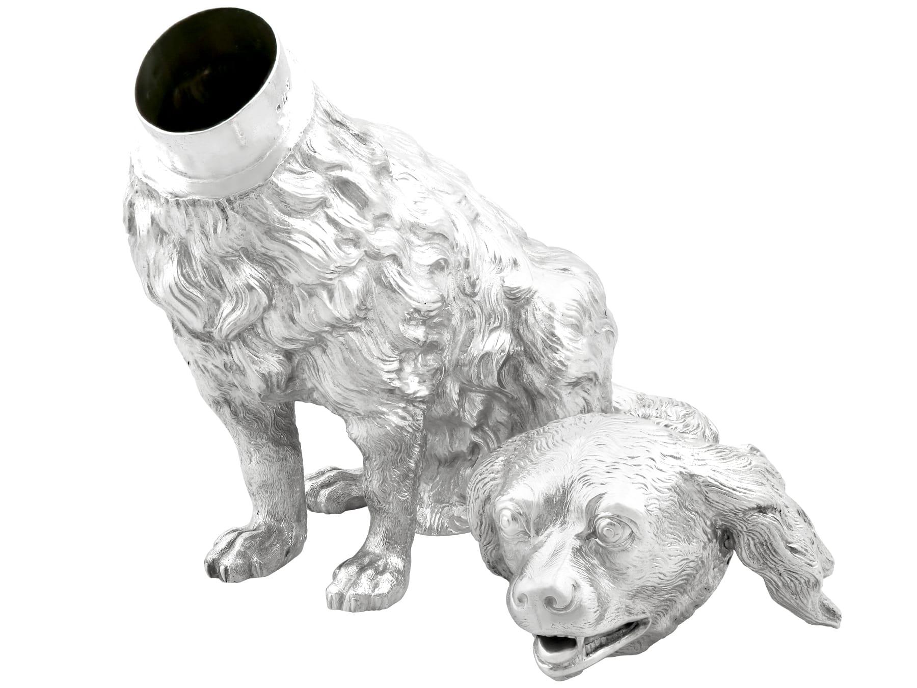 Antica zuccheriera tedesca d'argento a forma di cane Circa 1890 in vendita 1