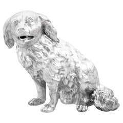 Used German Silver Dog Sugar Box Circa 1890