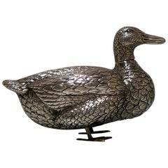 Antique German Silver Duck 'Mallard', circa 1890-1900