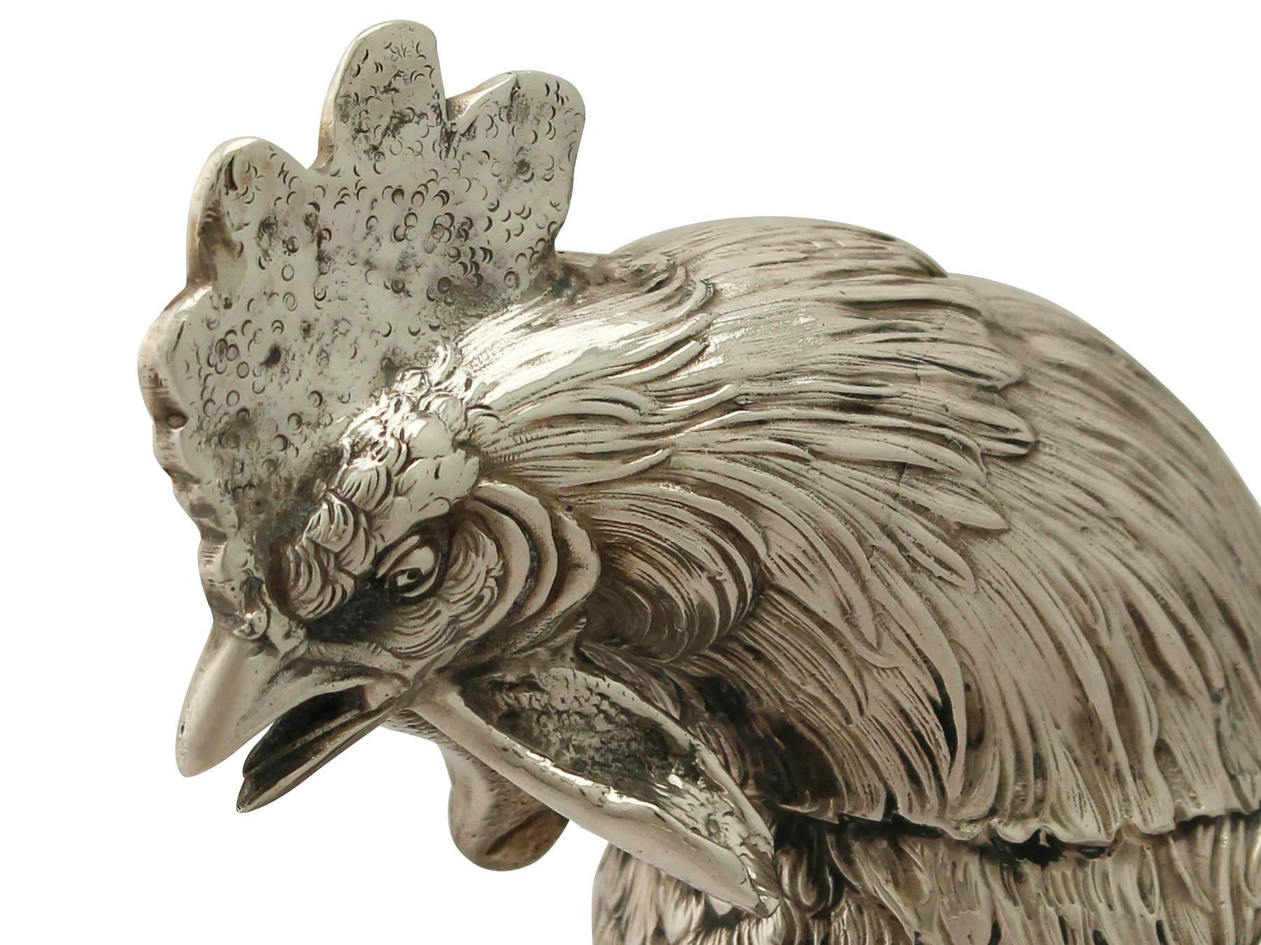 Antique 1920s German Silver Fighting Cockerel Ornaments 1