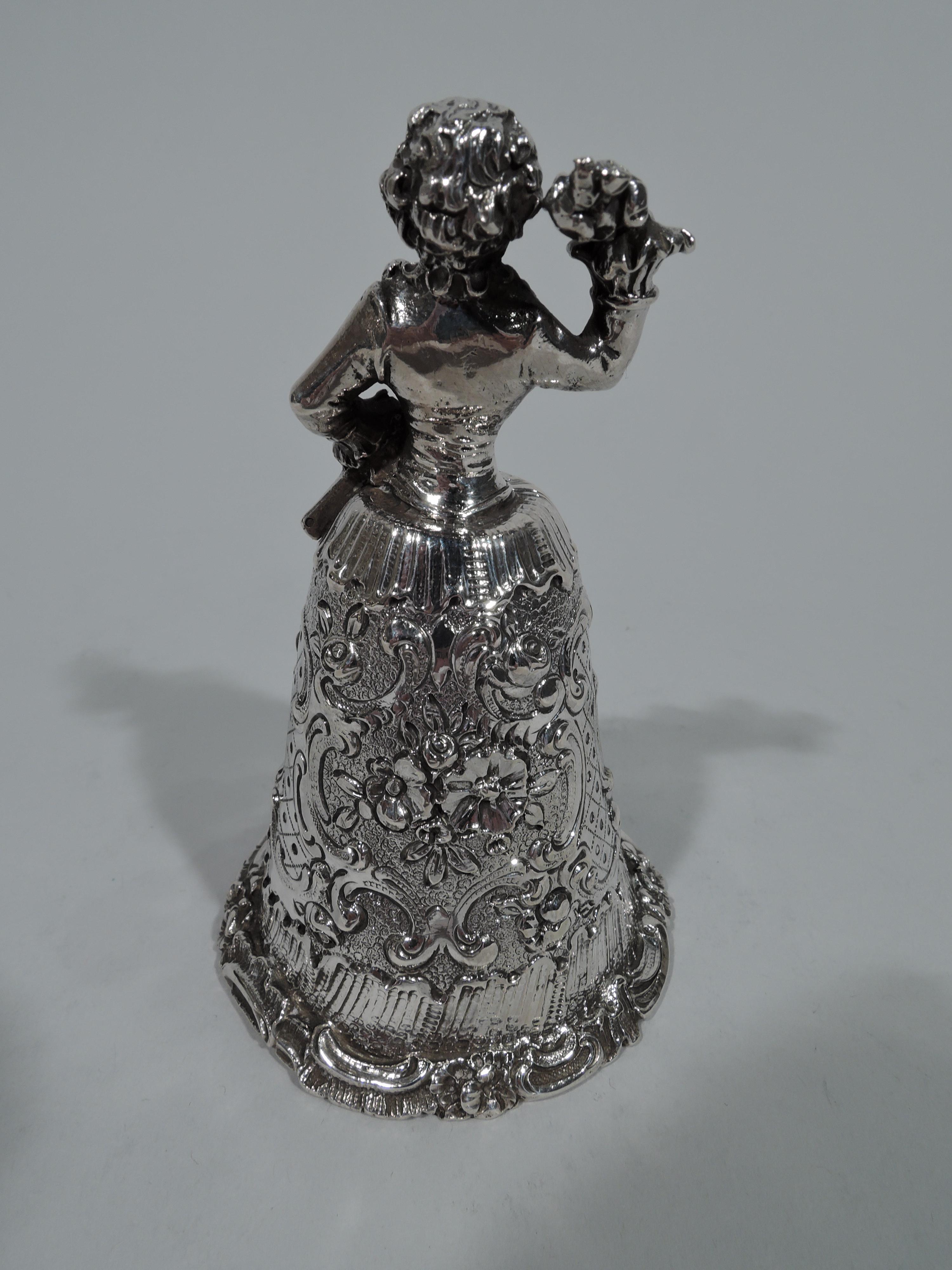 Victorian Antique German Silver Figural Belle Bell