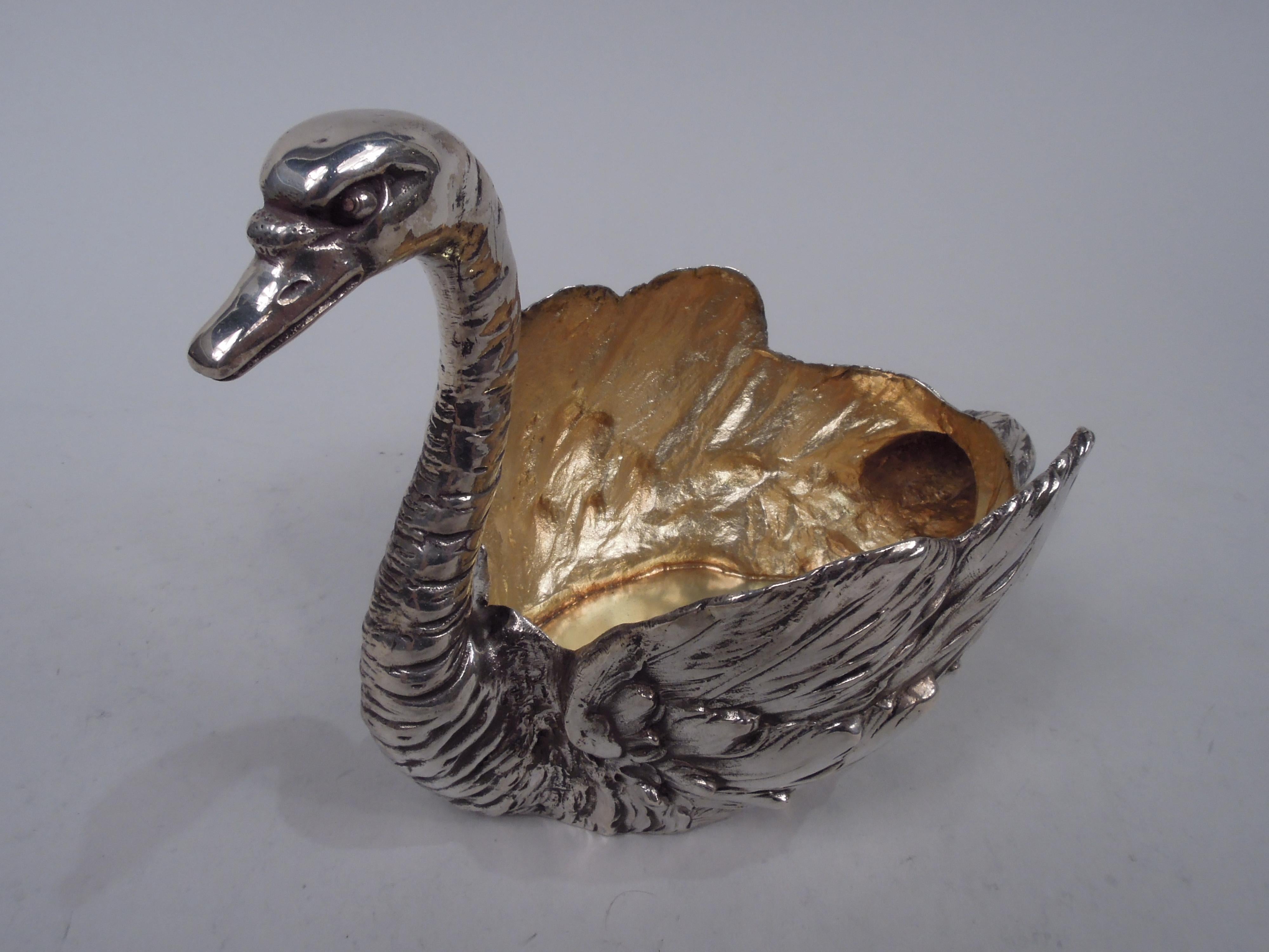 Antike deutsche Silber Figural Swan Vogel Schüssel (Edwardian) im Angebot