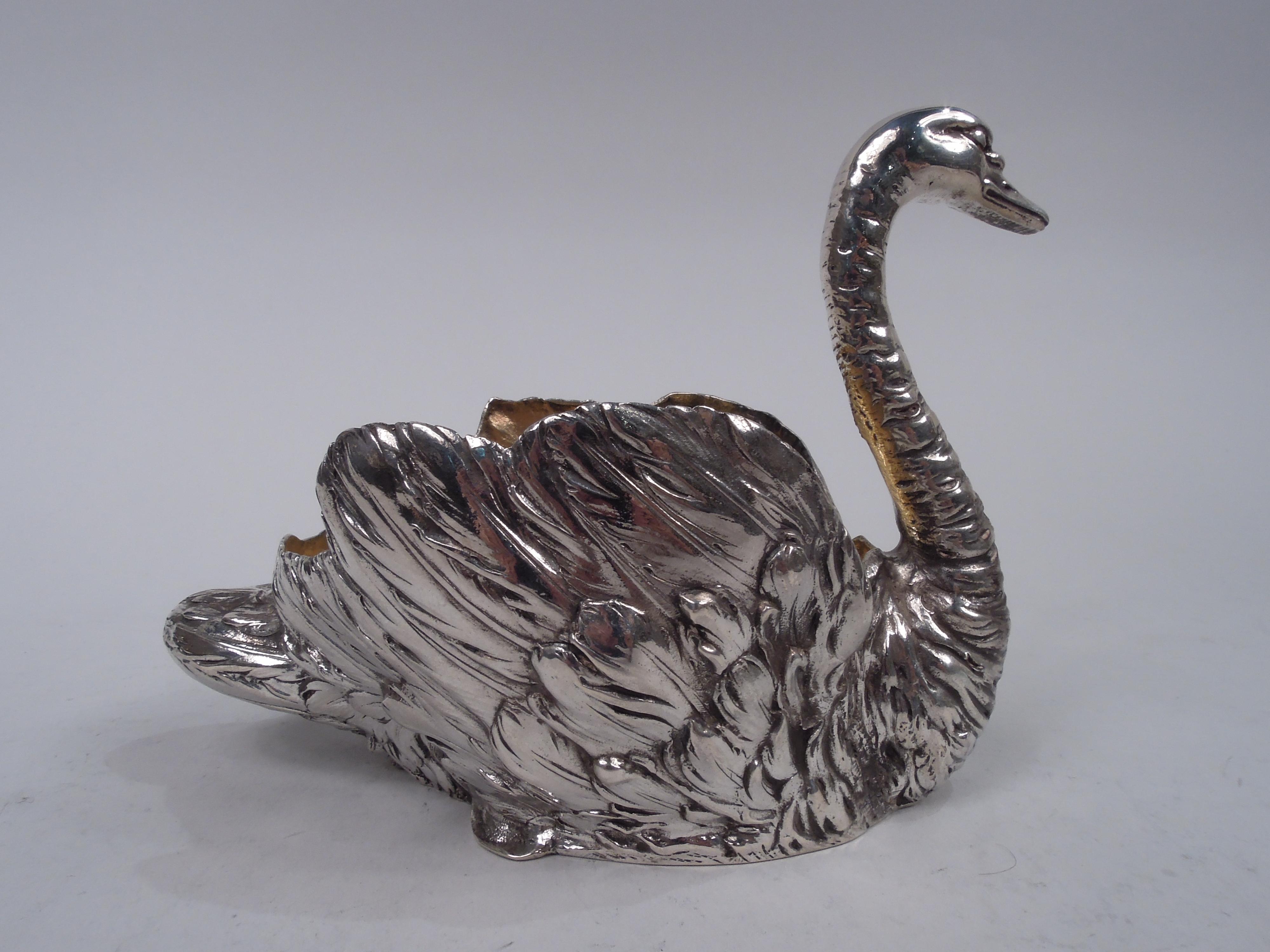 Edwardian Antique German Silver Figural Swan Bird Bowl For Sale
