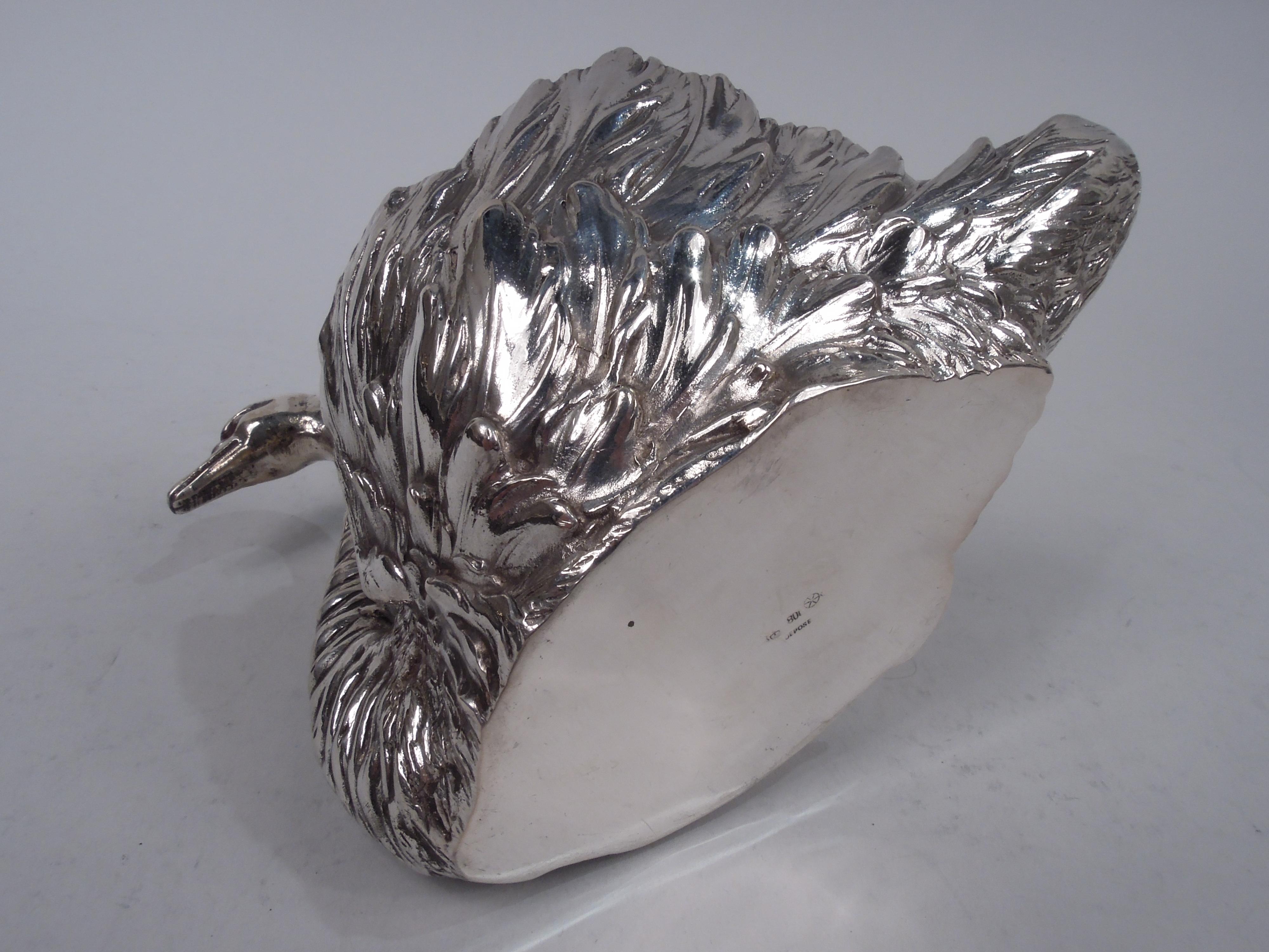 20th Century Antique German Silver Figural Swan Bird Bowl For Sale