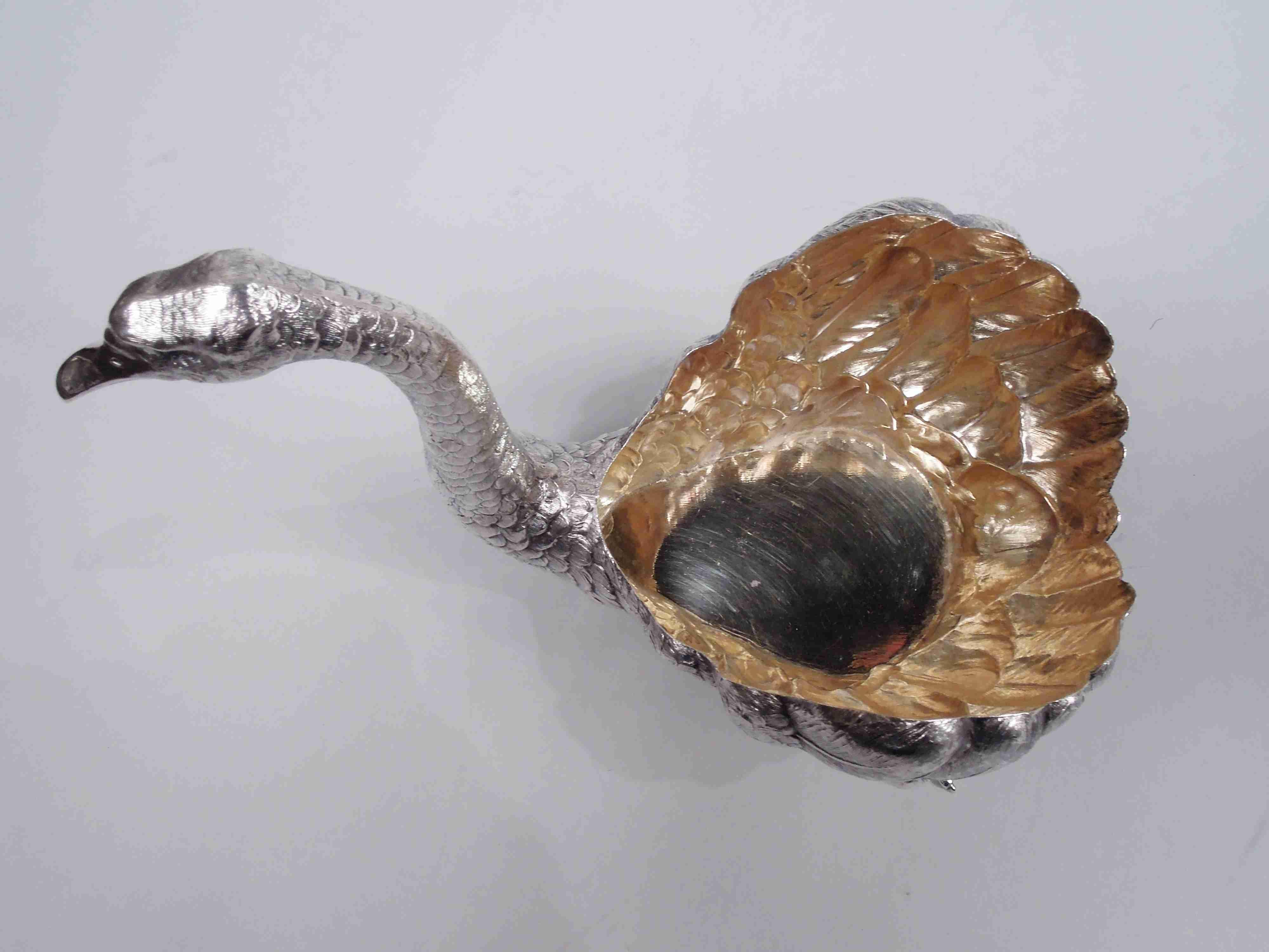 Antique German Silver Figural Swan Bird Bowl with Glass Liner For Sale 4