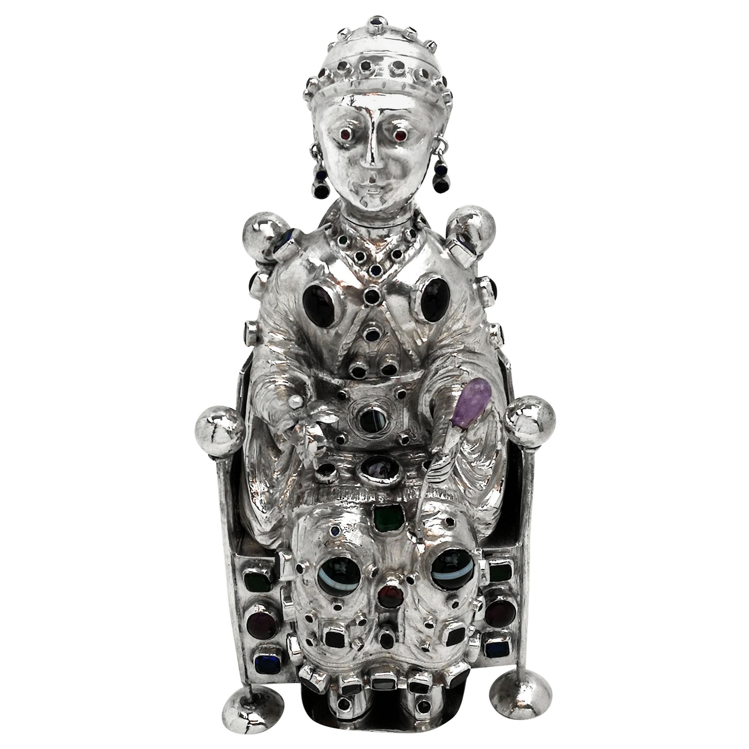 Antique German Silver Figure of Byzantine Style Saint 'Sainte Foy' c 1895 Model