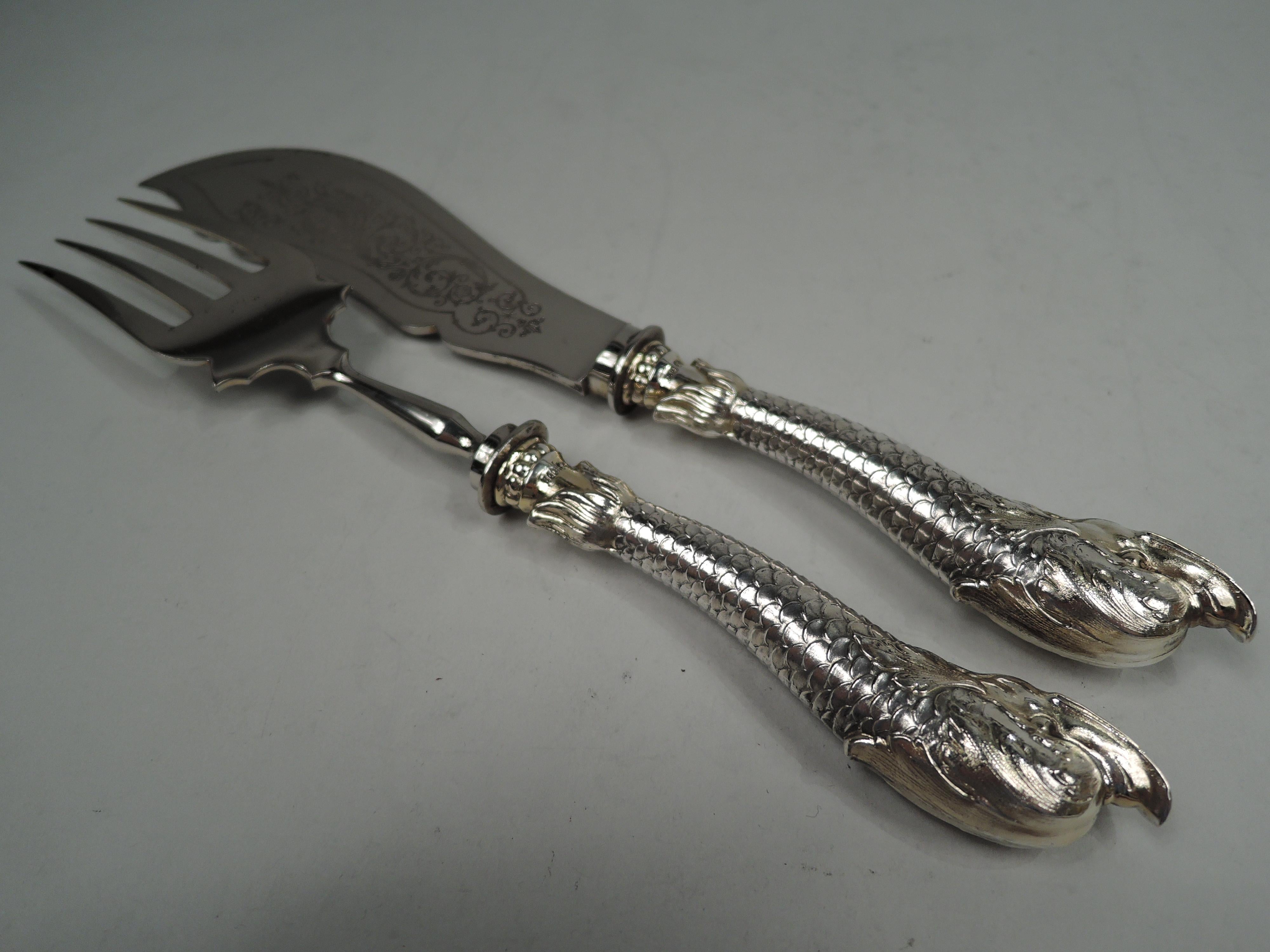 Antique German Silver Fish Serving Pair with Dolphin Handles For Sale ...