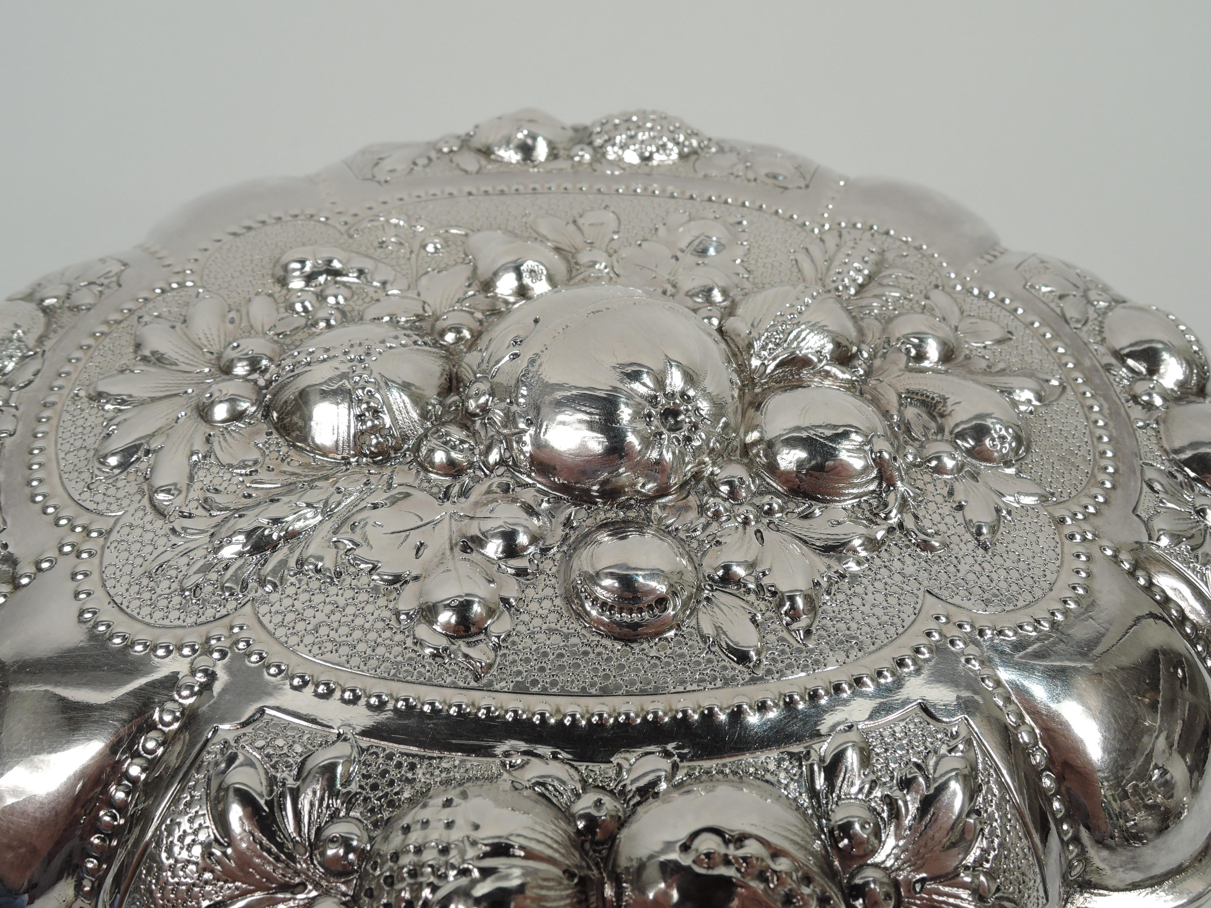 Victorian Antique German Silver Fruits and Foliage Keepsake Box For Sale