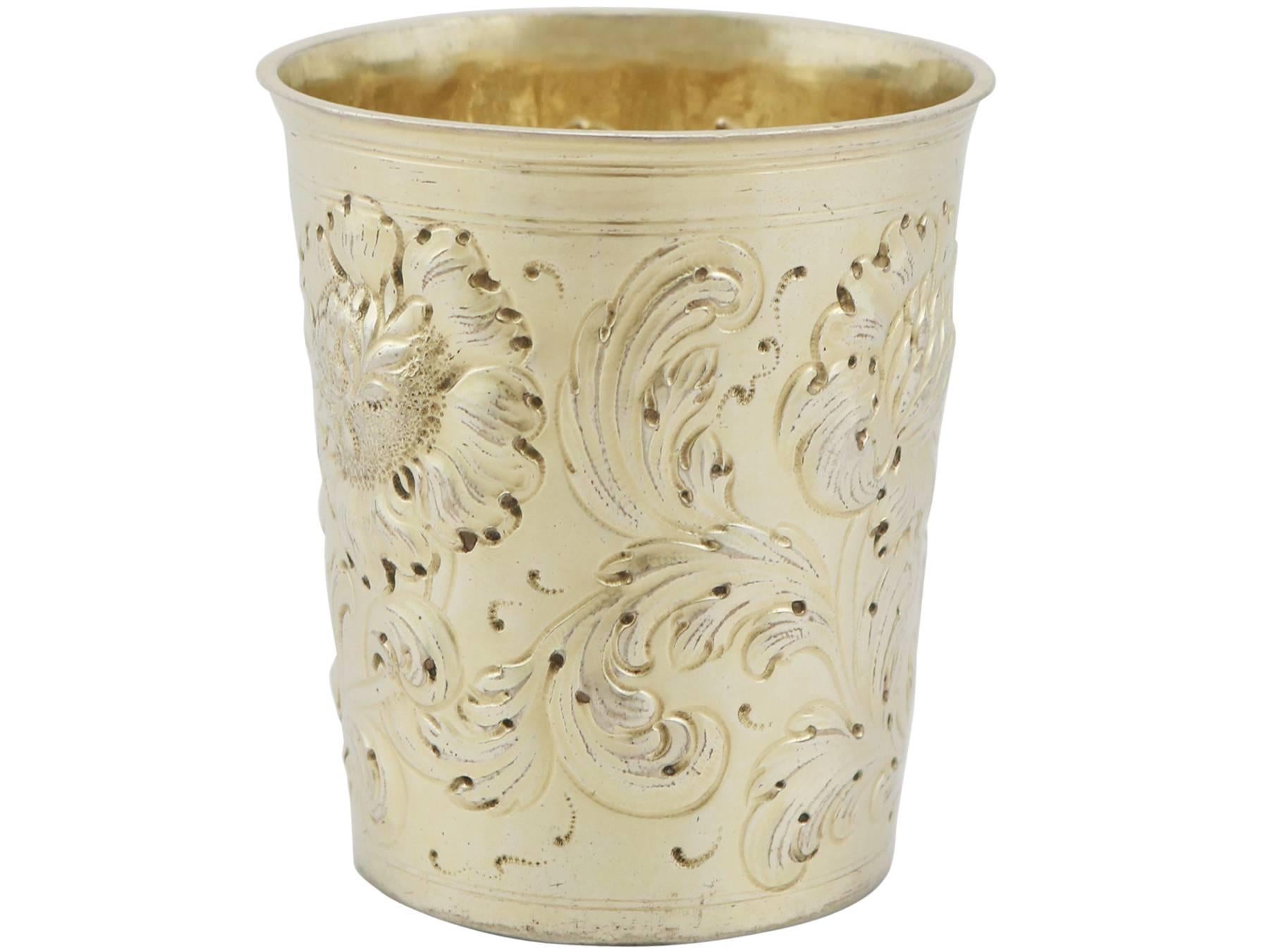 Antique 18th Century German Silver Gilt Beaker In Excellent Condition For Sale In Jesmond, Newcastle Upon Tyne