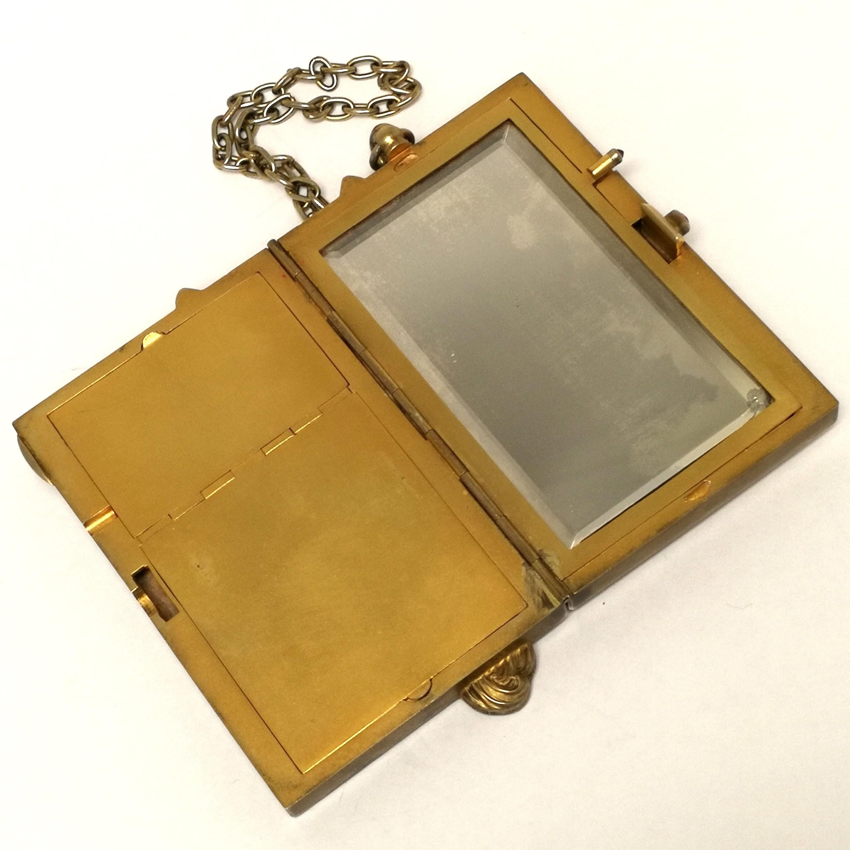 Antique German Silver Gilt Minaudiere / Compact with Ruby Emerald Diamond c 1900 10