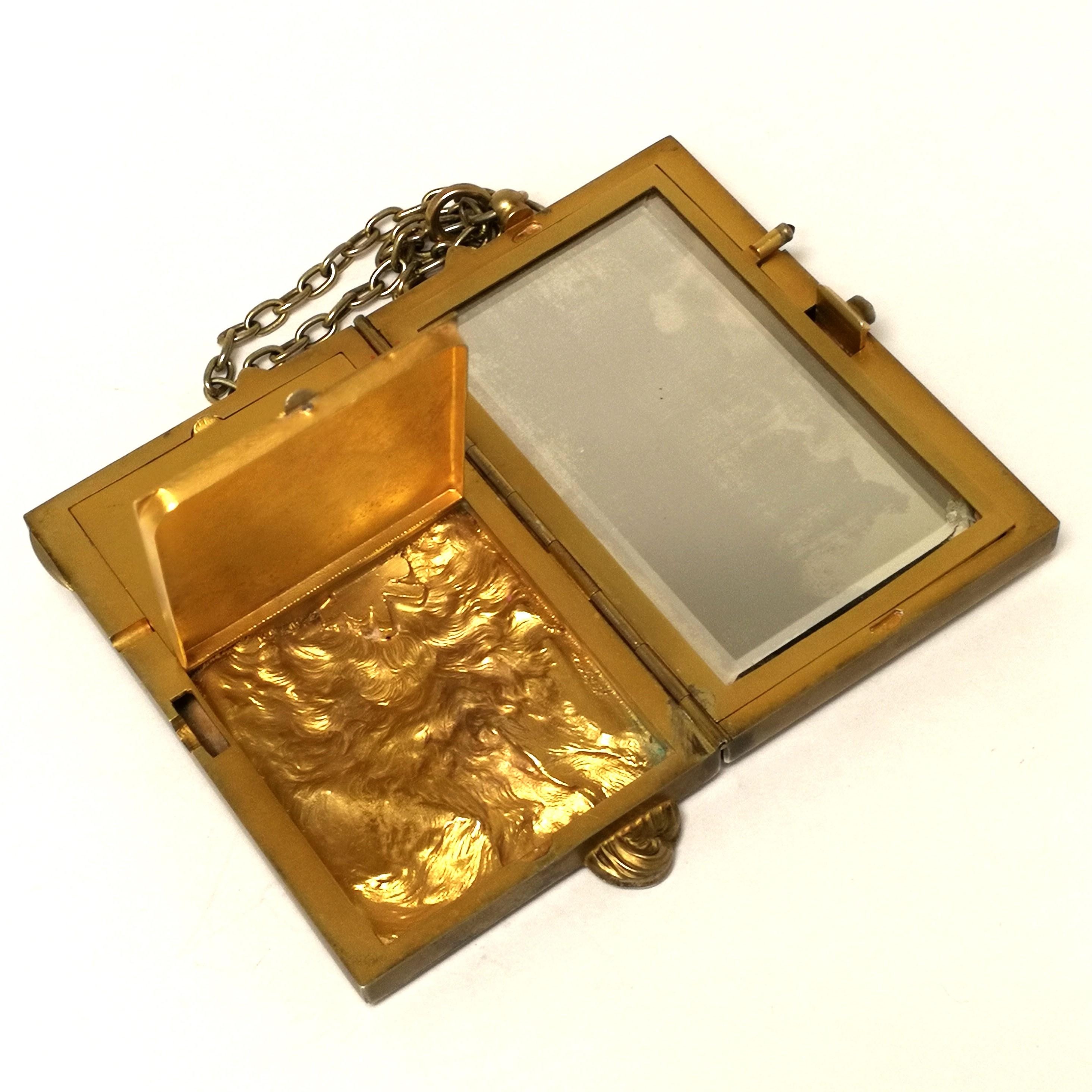 Antique German Silver Gilt Minaudiere / Compact with Ruby Emerald Diamond c 1900 12