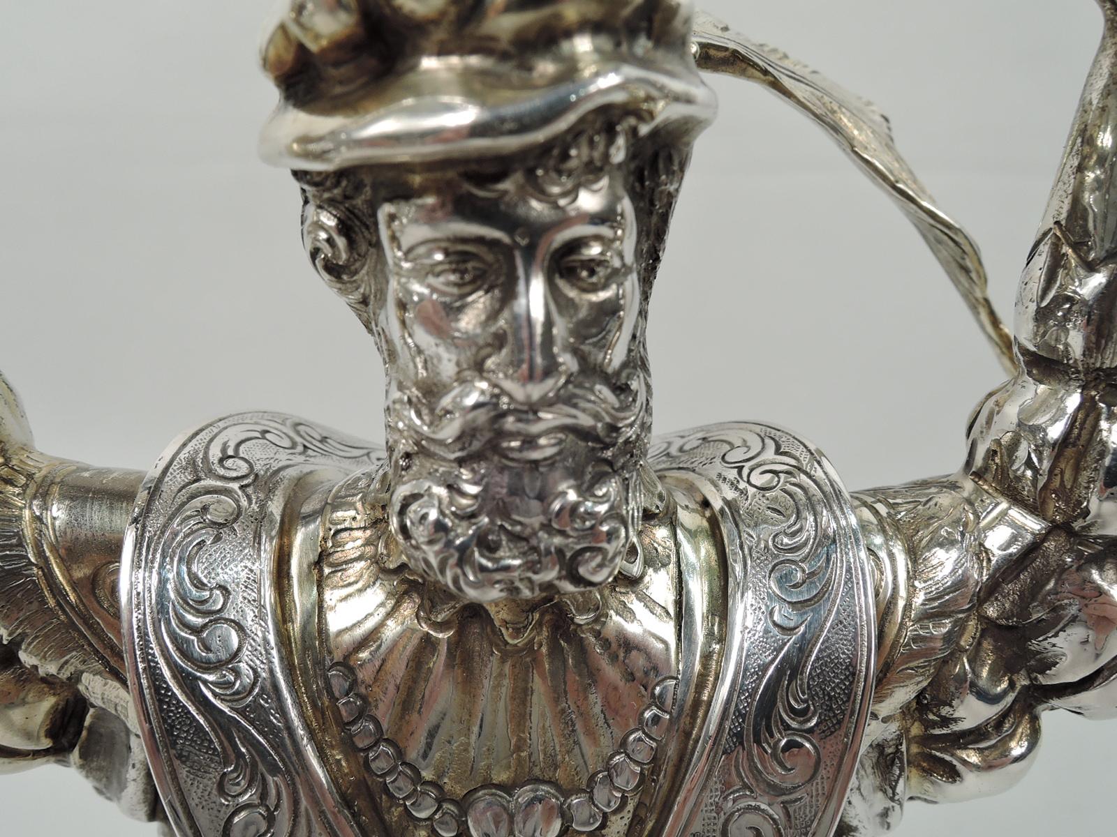 Renaissance Revival Antique German Silver Gilt Sterling Silver Figural Wedding Cup