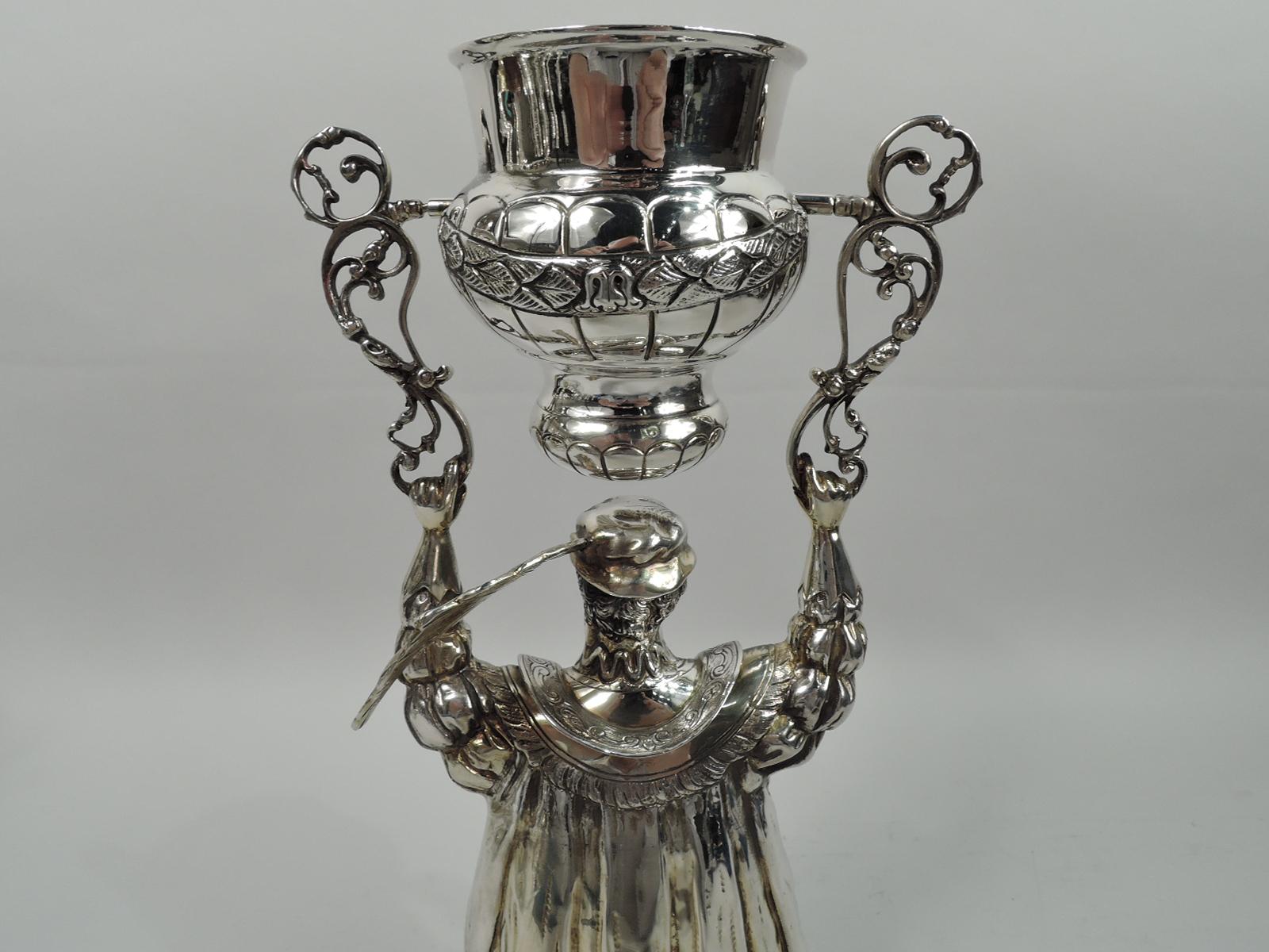 Antique German Silver Gilt Sterling Silver Figural Wedding Cup In Excellent Condition In New York, NY
