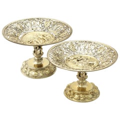 Centres de table Tazzas allemands anciens en argent doré