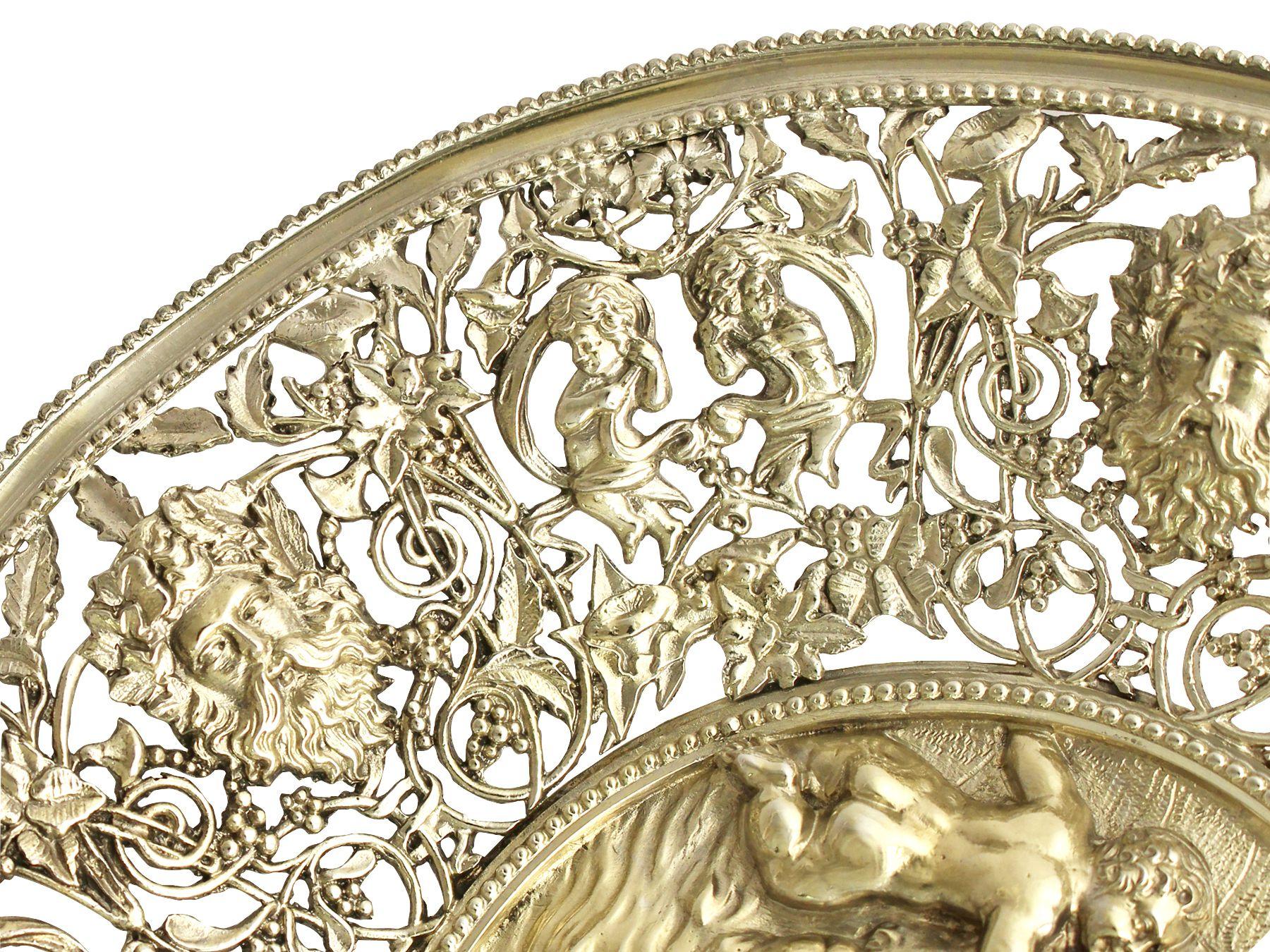 Mid-19th Century Antique German Silver Gilt Tazzas Centerpieces For Sale