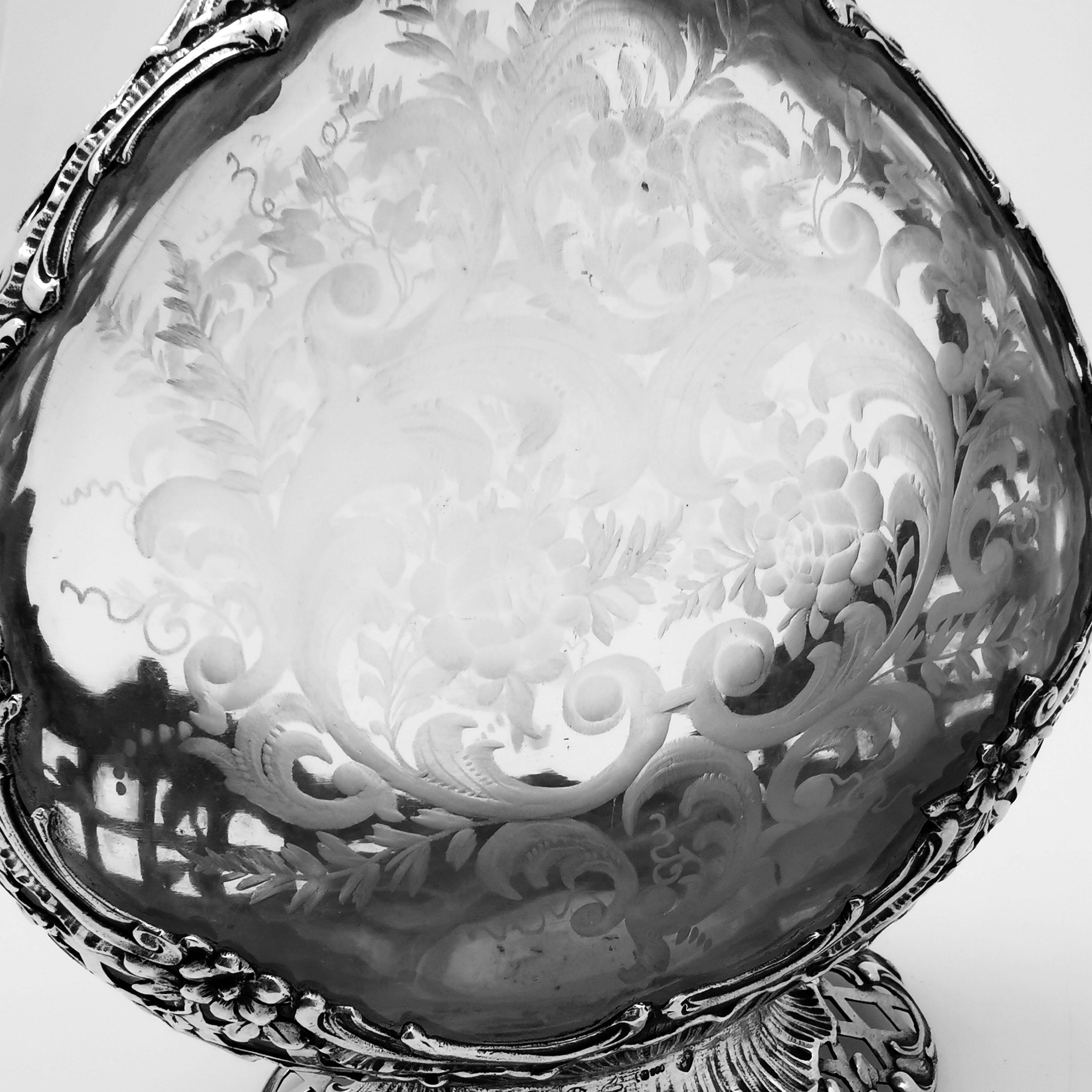 Antique German Silver and Glass Decanter circa 1890 Hanau by Weinranck & Schmidt 3
