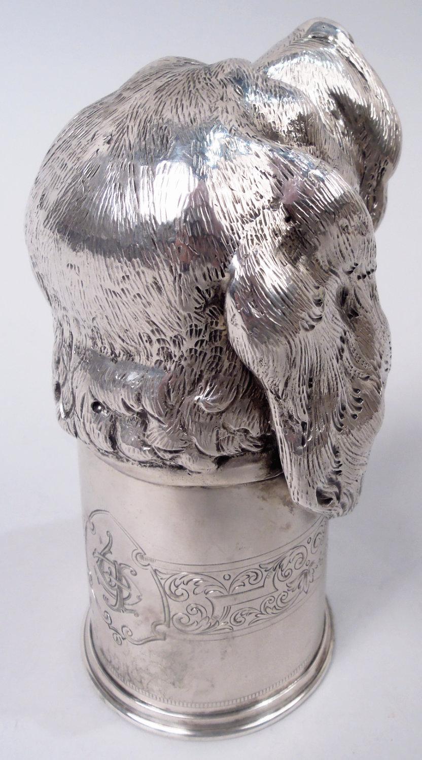 Edwardian Antique German Silver Hound Dog Stirrup Cup For Sale