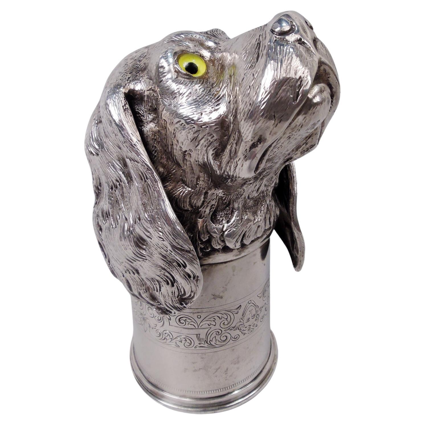 Antique German Silver Hound Dog Stirrup Cup