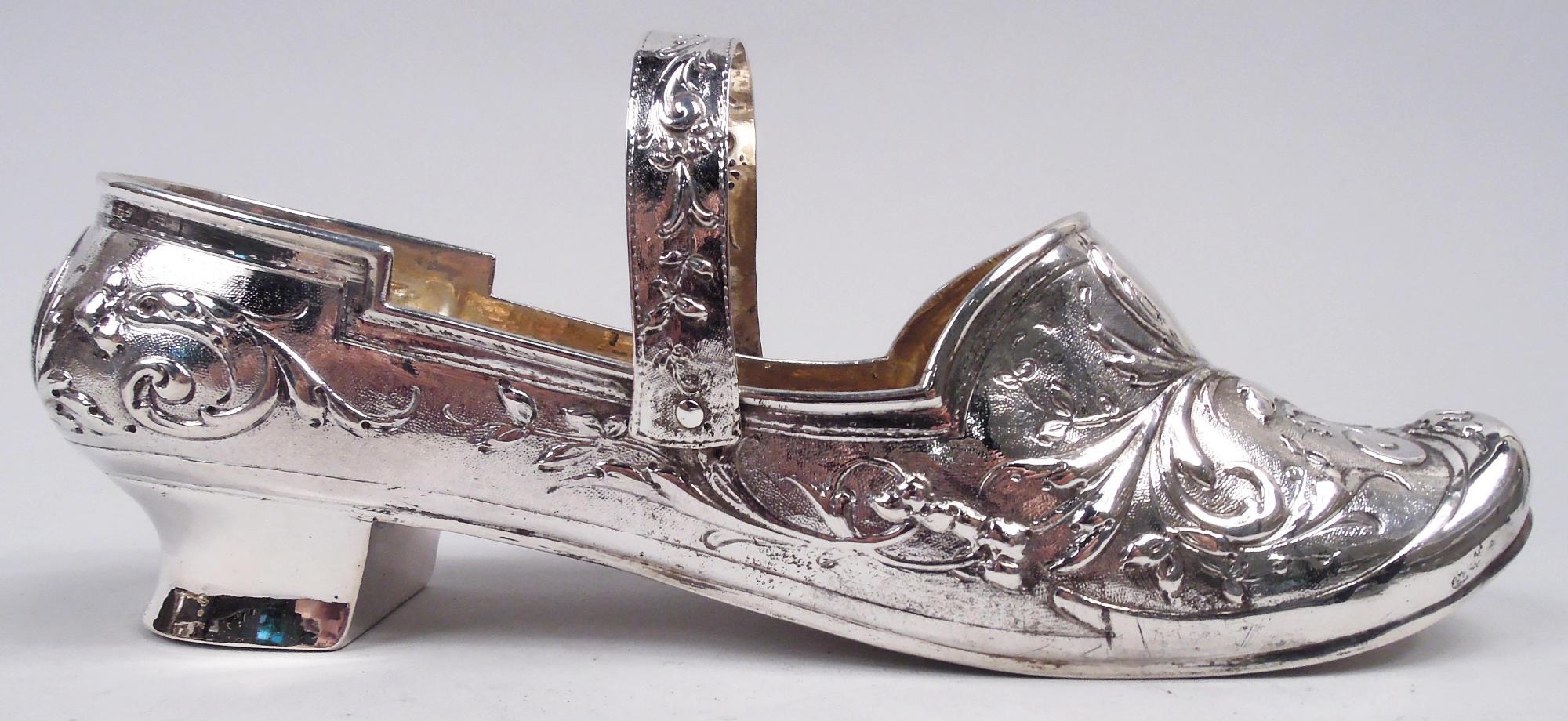 Antique German Silver Lady’s Shoe In Good Condition For Sale In New York, NY