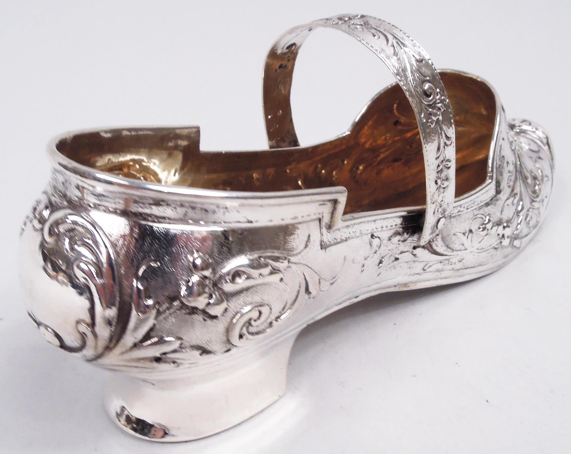20th Century Antique German Silver Lady’s Shoe For Sale