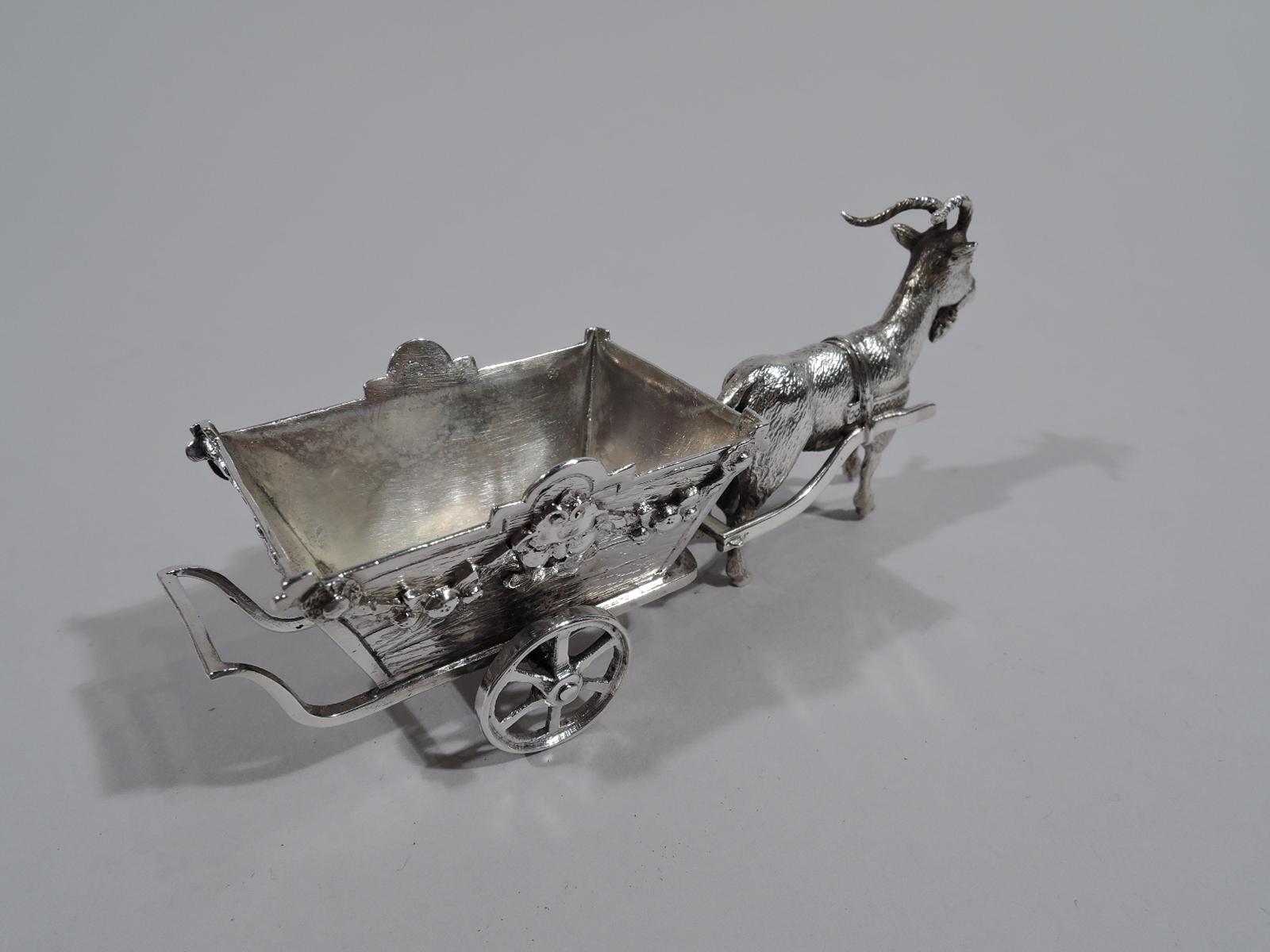Victorian Antique German Silver Miniature Goat-Harnessed Country Cart