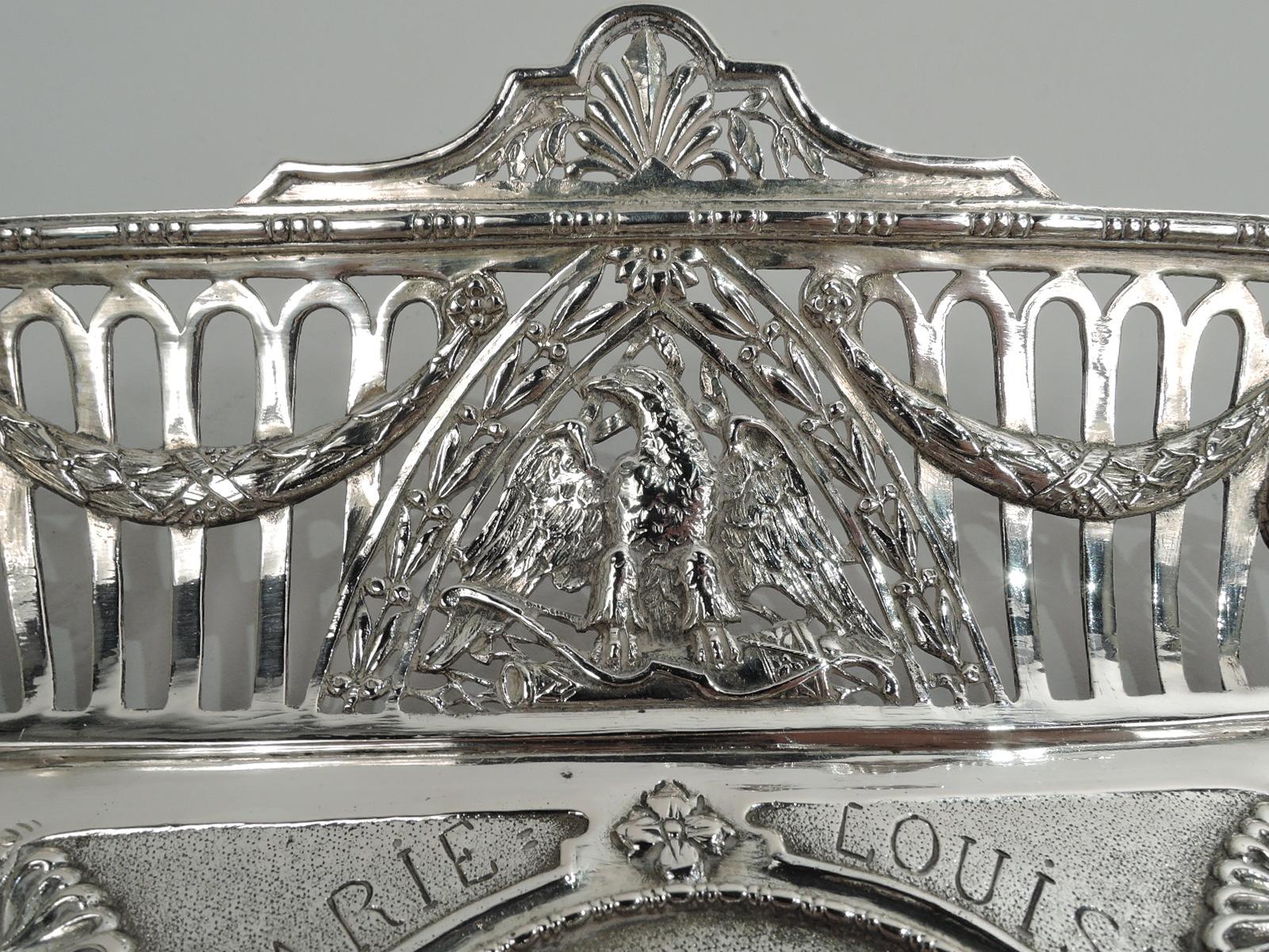 Edwardian Antique German Silver Napoleonic Bowl with Empress Marie Louise