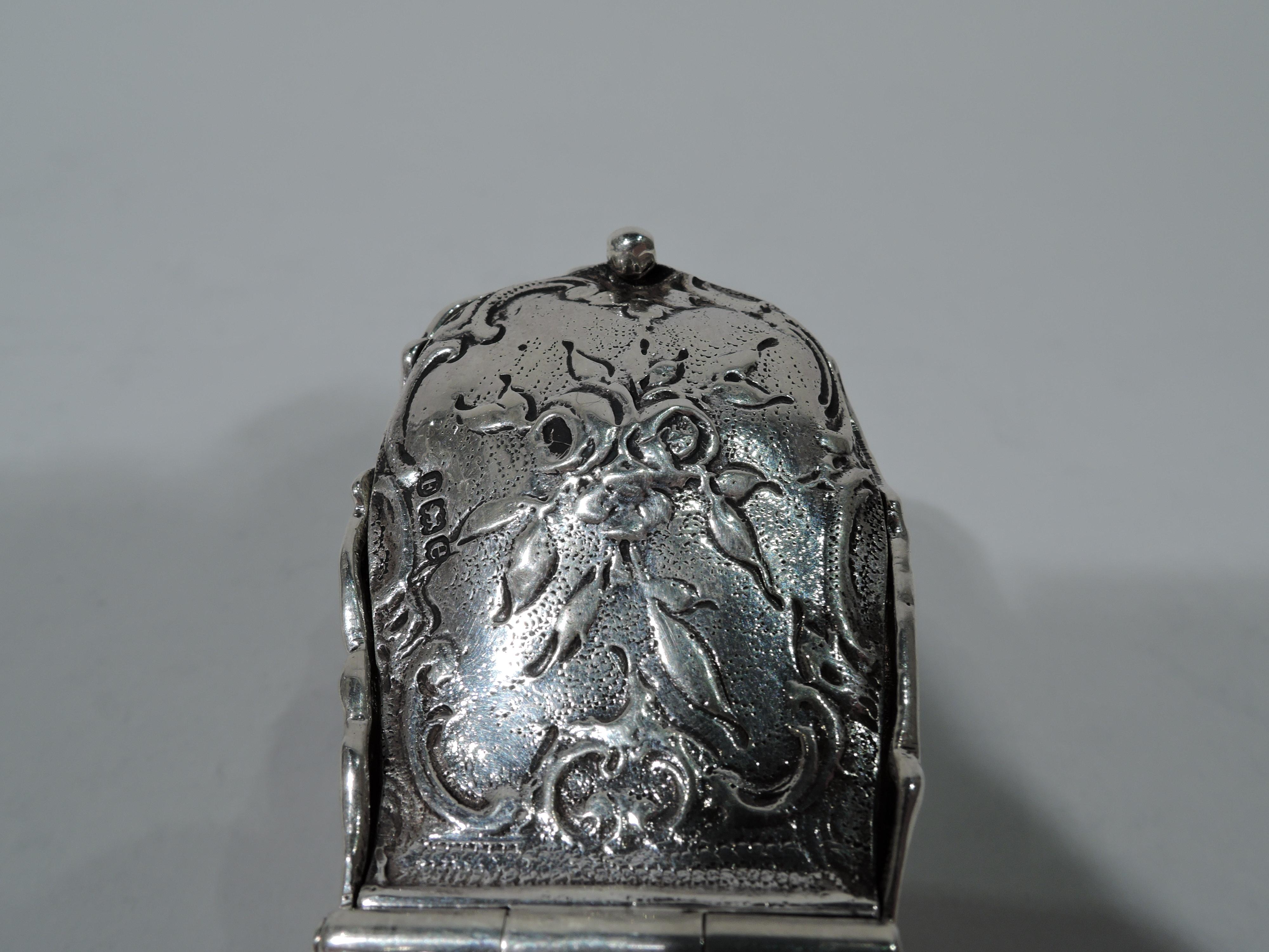 19th Century Antique German Silver Novelty Rococo Elf Shoe Trinket Box