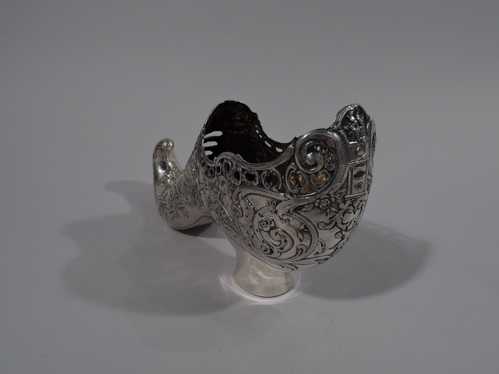 Antiker deutscher Silberschuh mit elfenbeinfarbener Zehe und Fantasie (Edwardian)