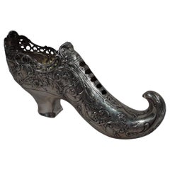 Antiker deutscher Silberschuh mit elfenbeinfarbener Zehe und Fantasie