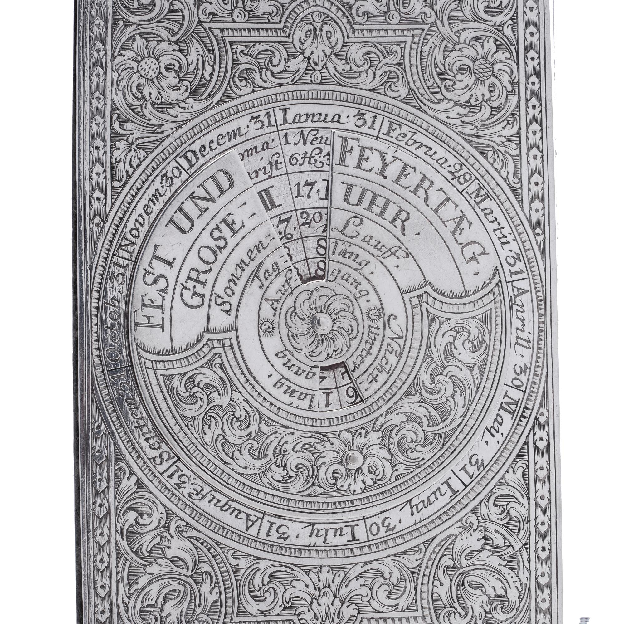 Antique German Silver Perpetual Calendar In Good Condition For Sale In Braintree, GB
