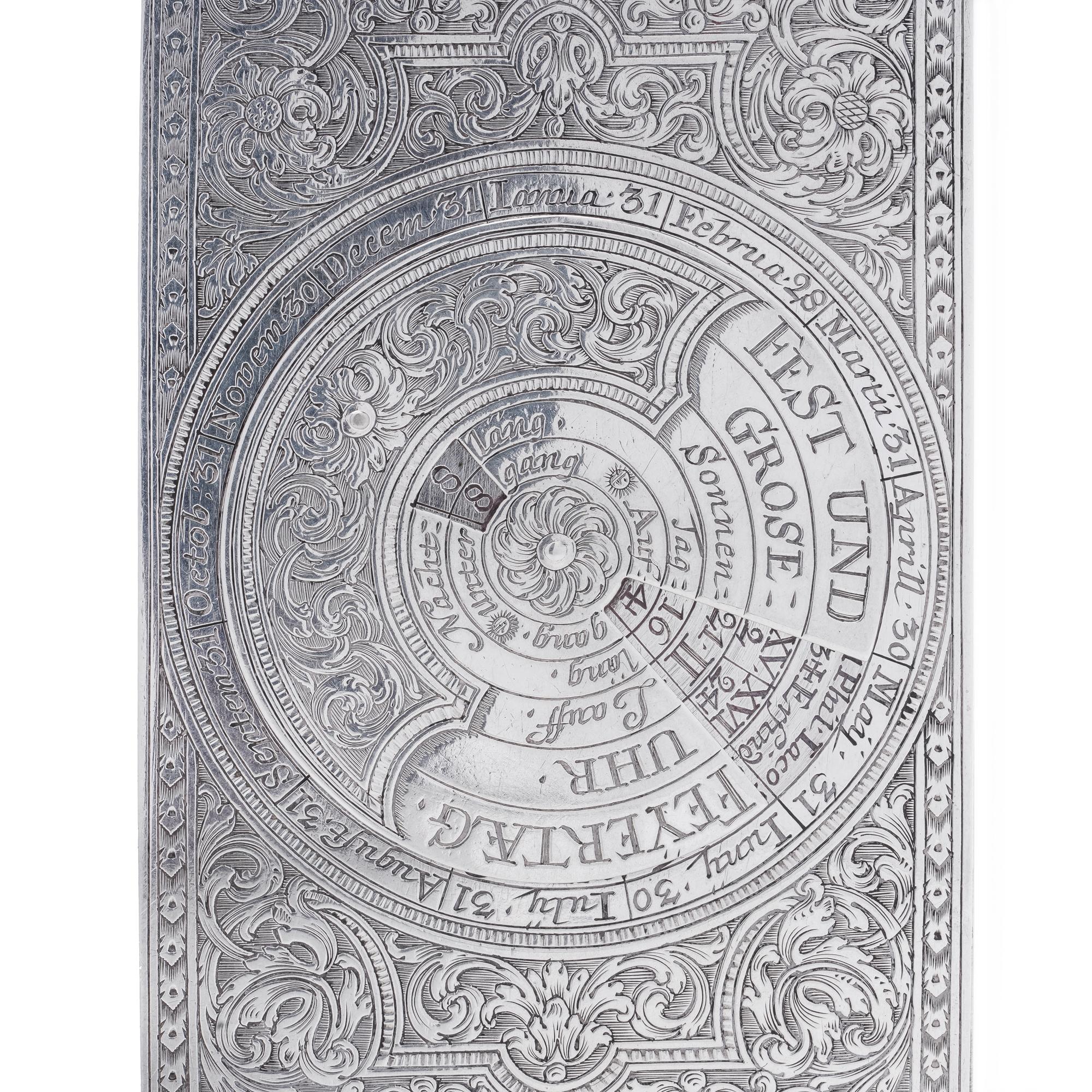 Antique German Silver Perpetual Calendar For Sale 1