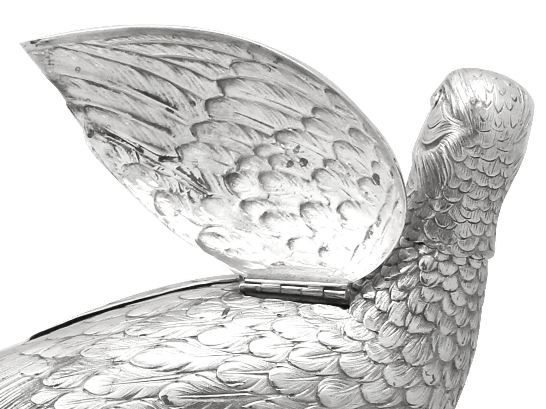 Antique German Silver Pheasant Sugar Boxes, Circa 1900 3