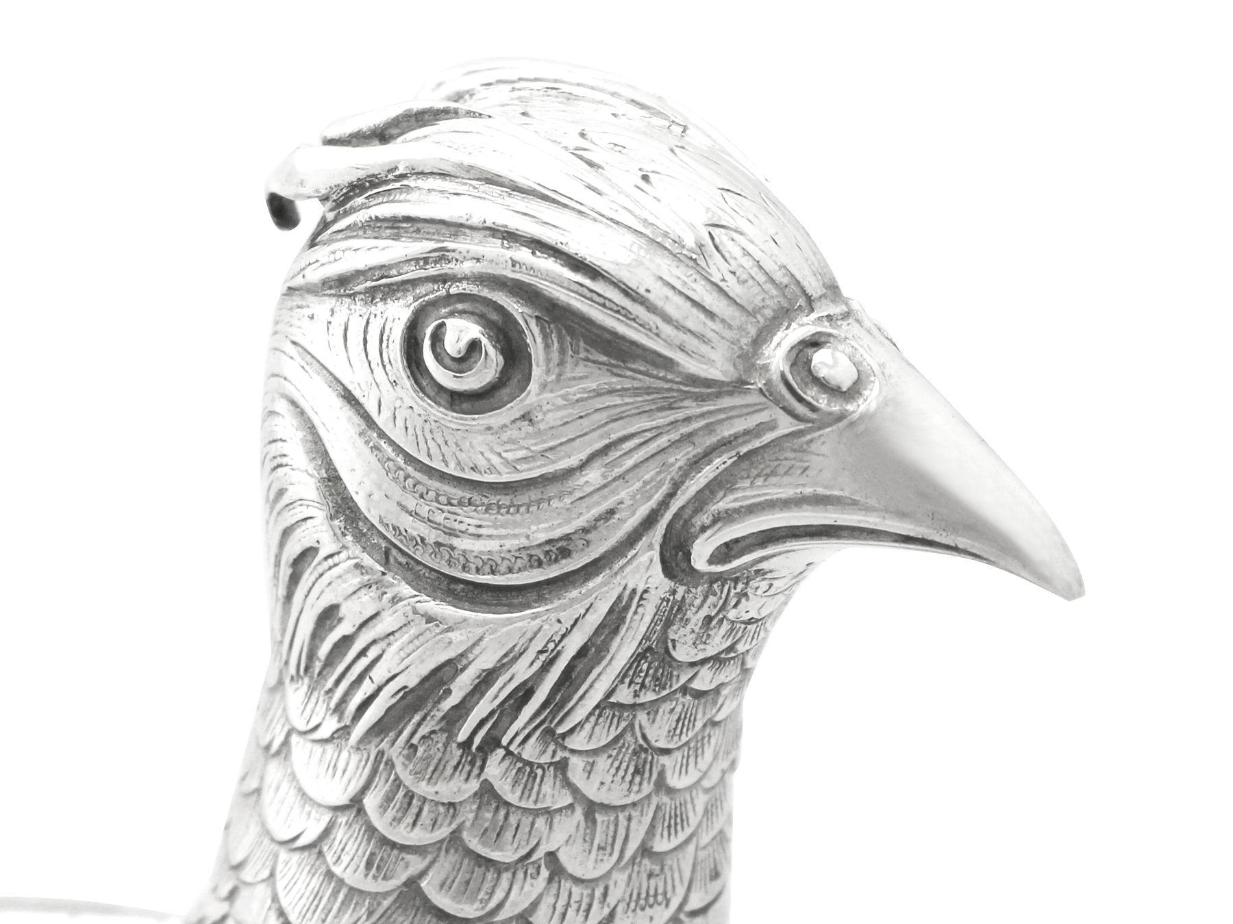 Antique German Silver Pheasant Sugar Boxes, Circa 1900 4