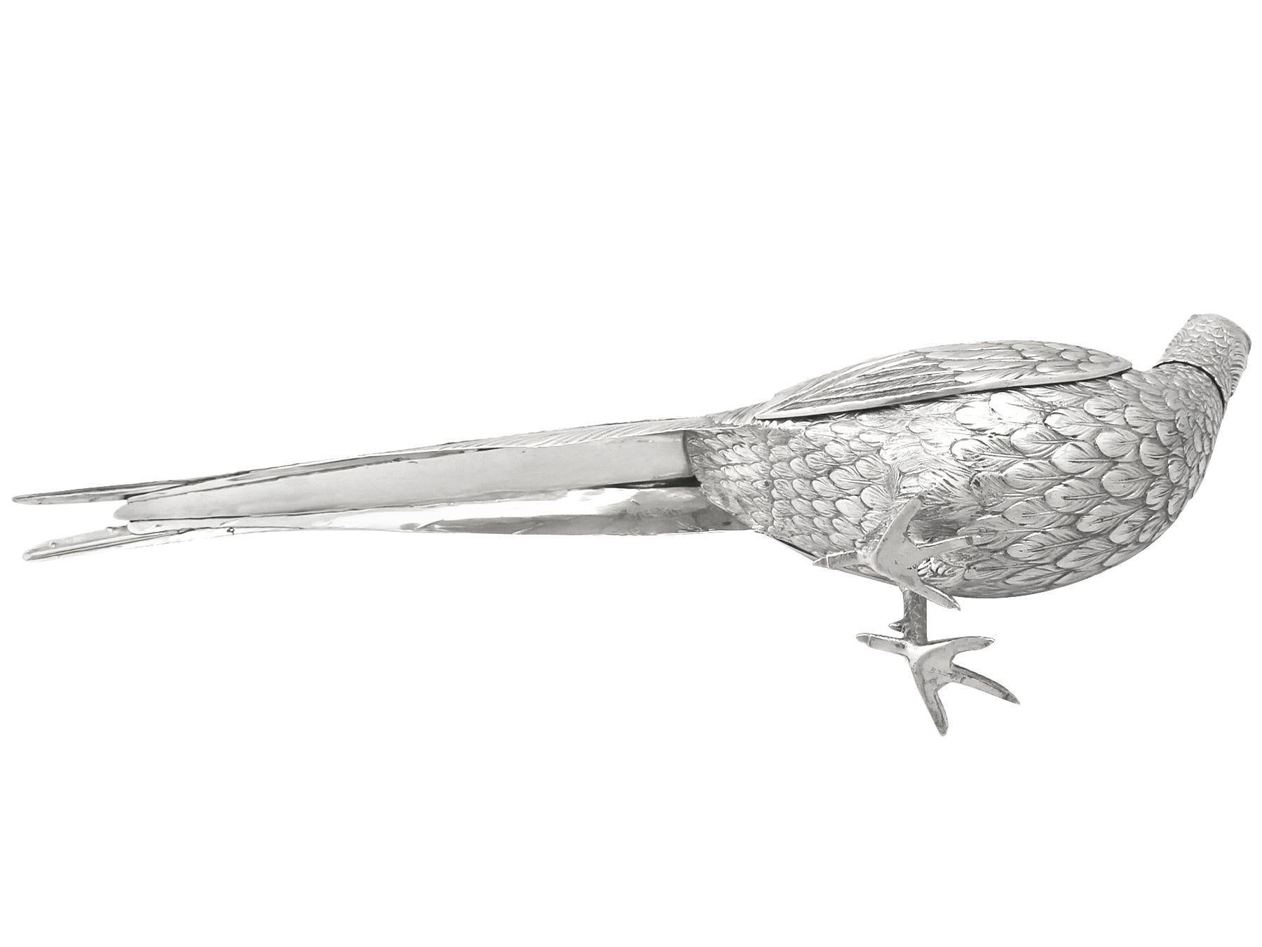 Antique German Silver Pheasant Sugar Boxes, Circa 1900 8