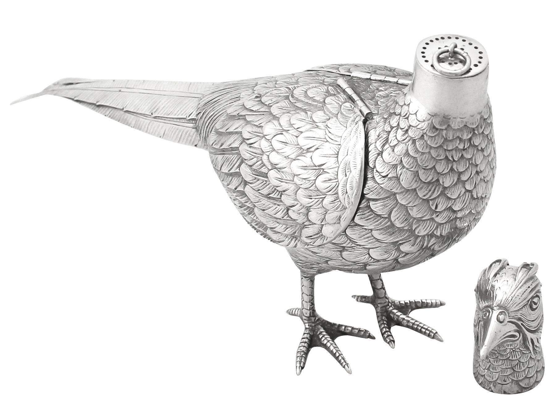 Antique German Silver Pheasant Sugar Boxes, Circa 1900 1