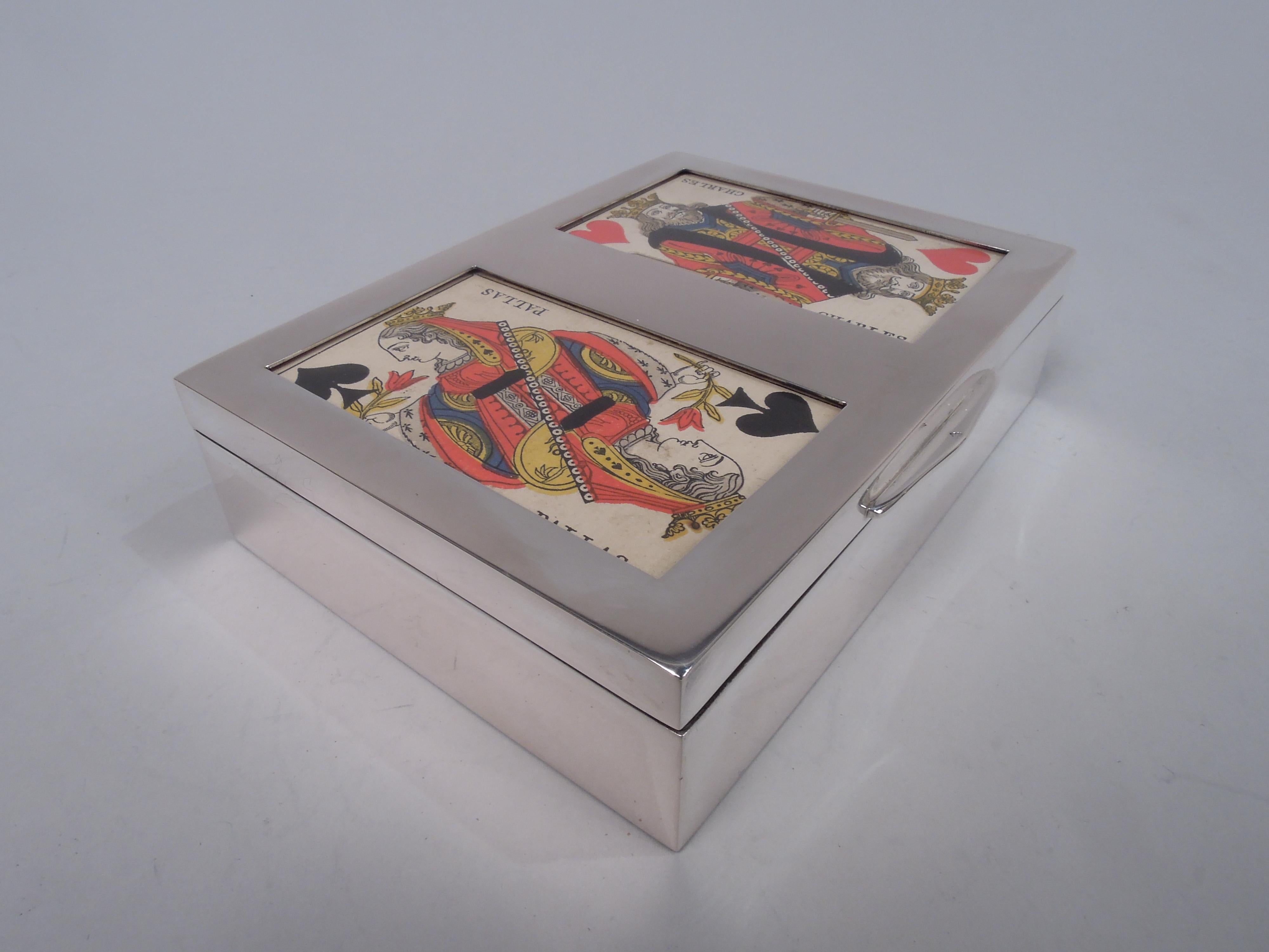 Boîte à cartes de jeu allemande ancienne en argent Bon état - En vente à New York, NY