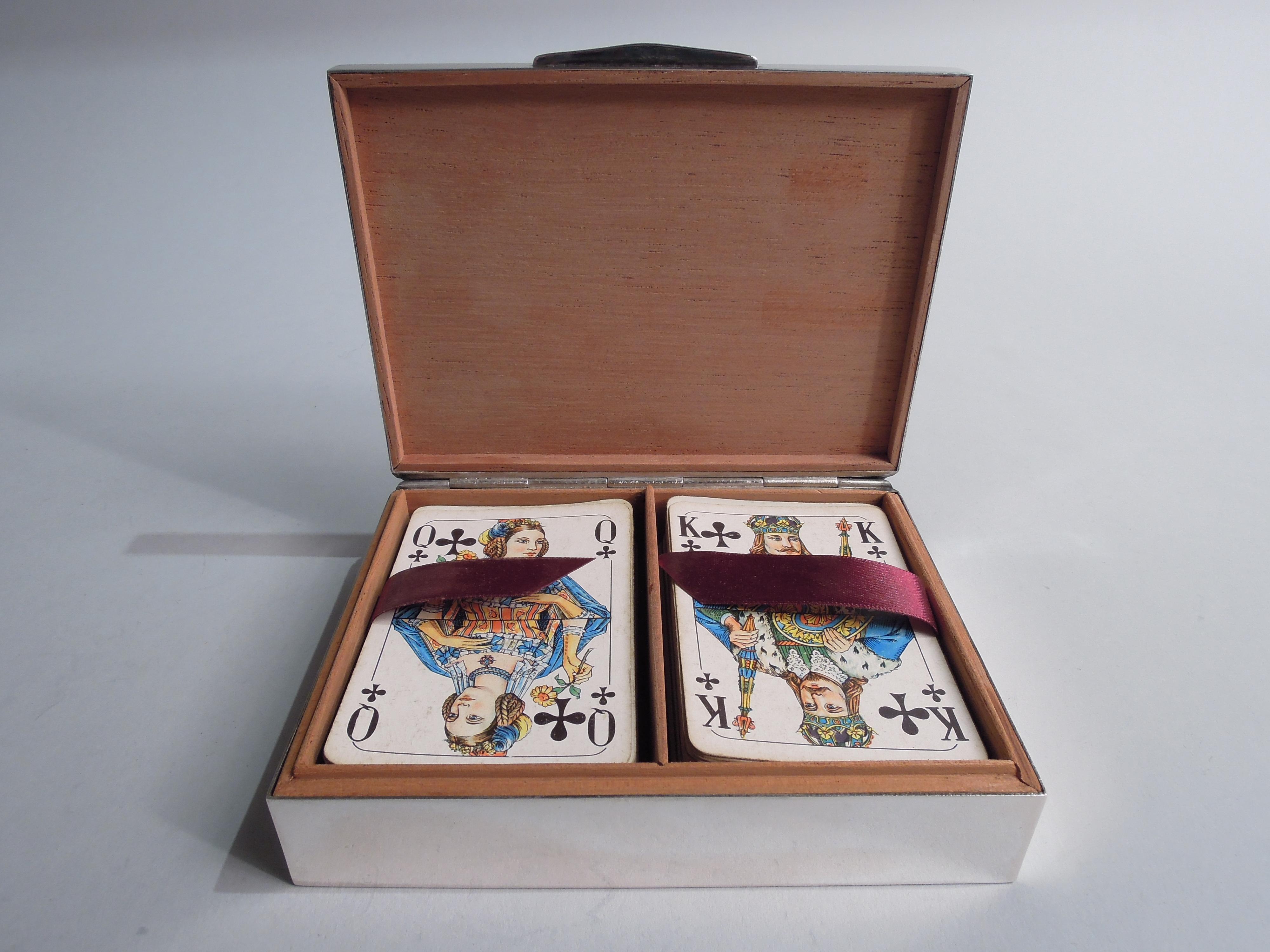 20ième siècle Boîte à cartes de jeu allemande ancienne en argent en vente