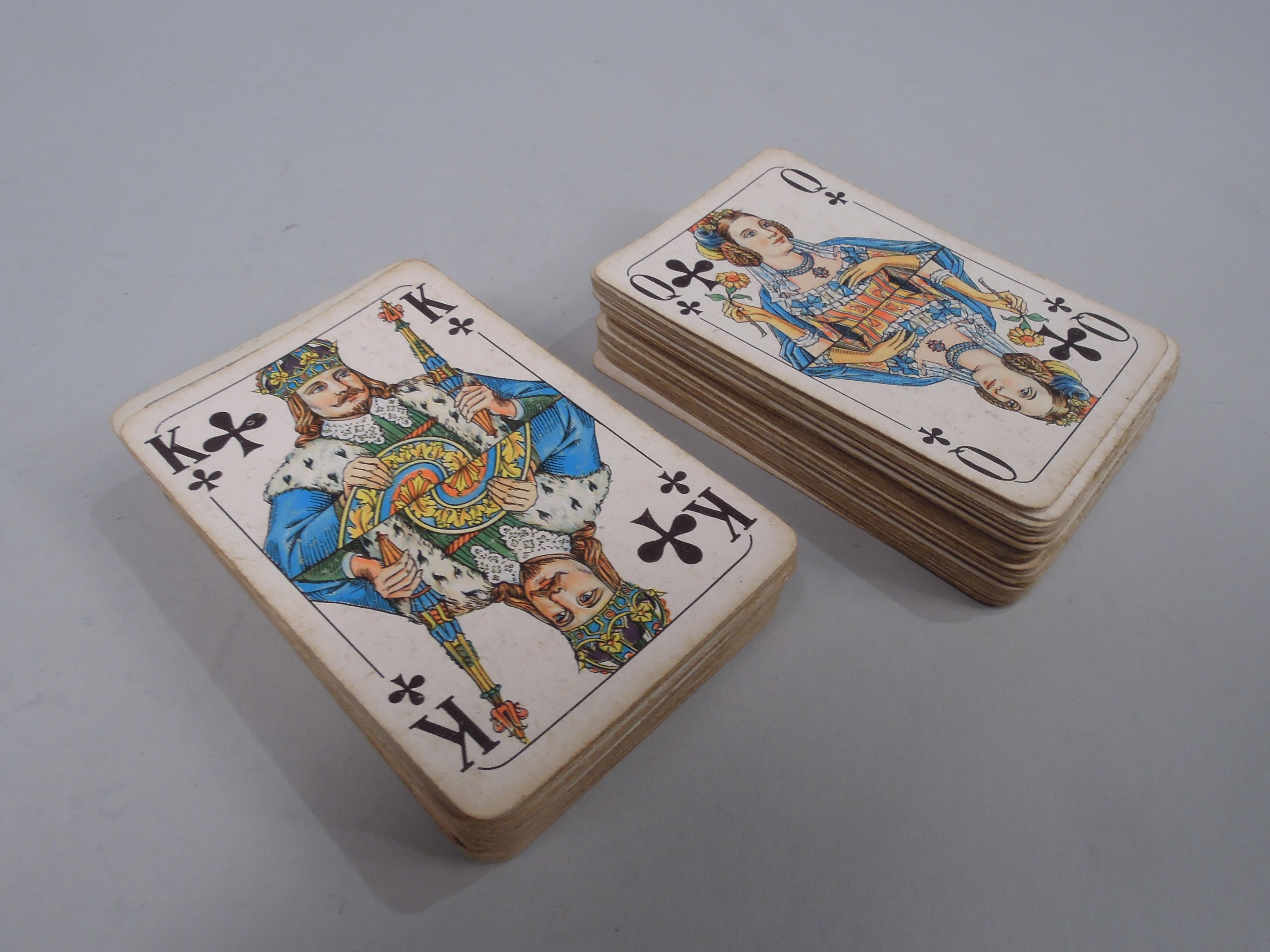 Boîte à cartes de jeu allemande ancienne en argent en vente 1