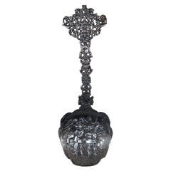 Antique German Silver Repousse Reticulated Tea Caddy Berry Serving Spoon 72g