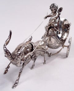 Antique German Silver Rococo Fantasy Goat-Harnessed Cupid Coach