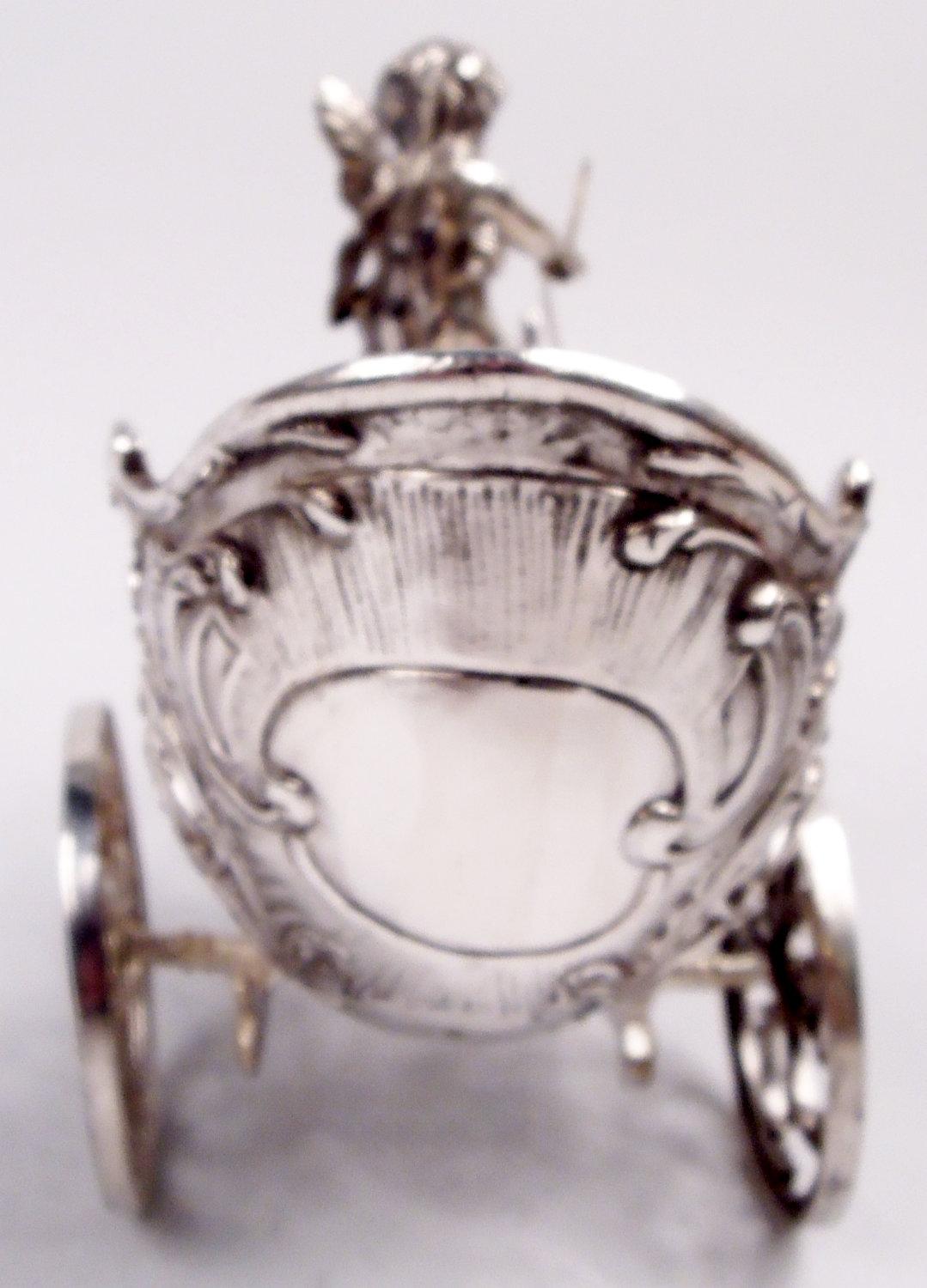 Early 20th Century Antique German Silver Rococo Fantasy Goat-Harnessed Cupid Coach For Sale