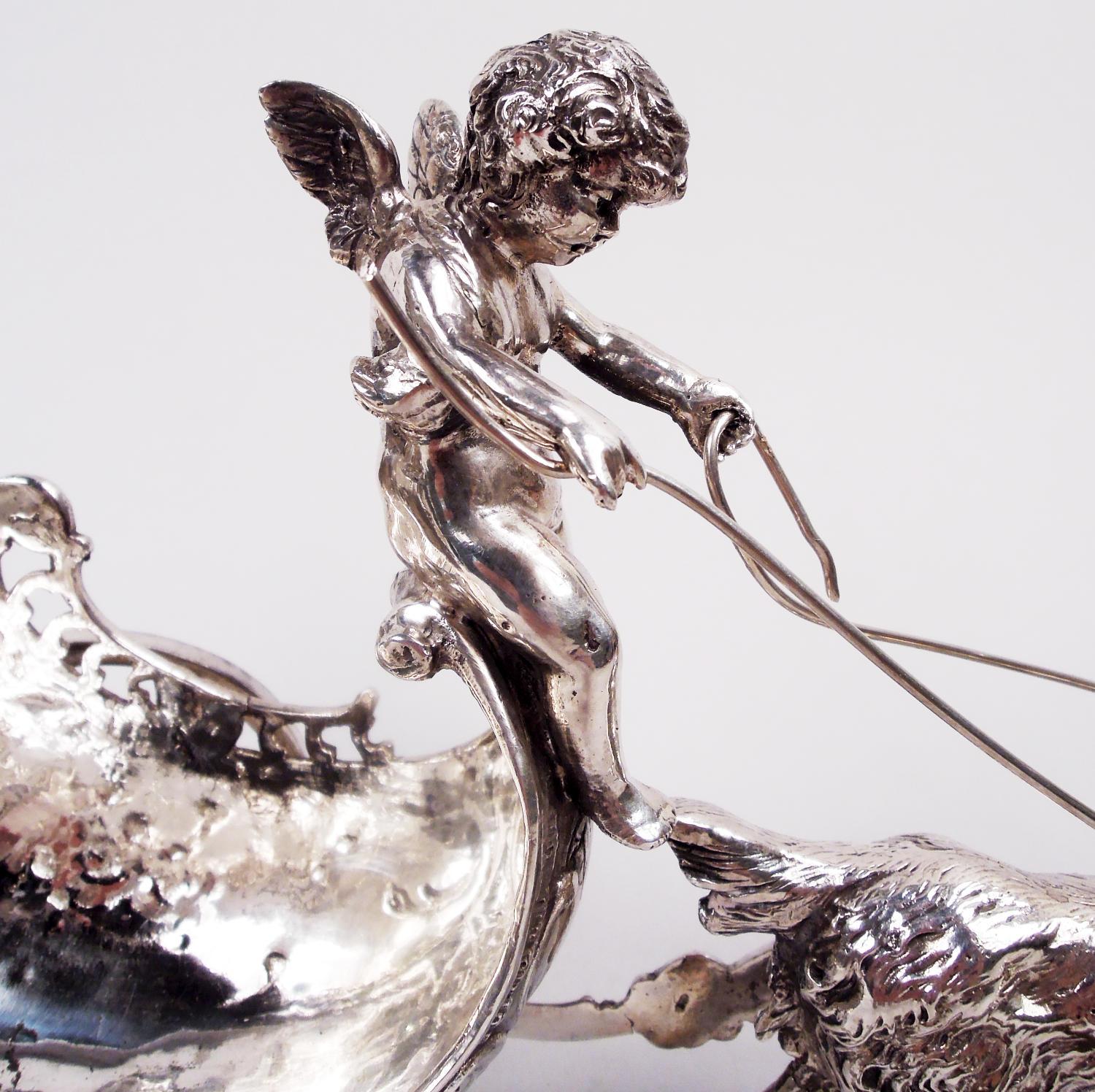 Antique German Silver Rococo Fantasy Goat-Harnessed Cupid Coach For Sale 1